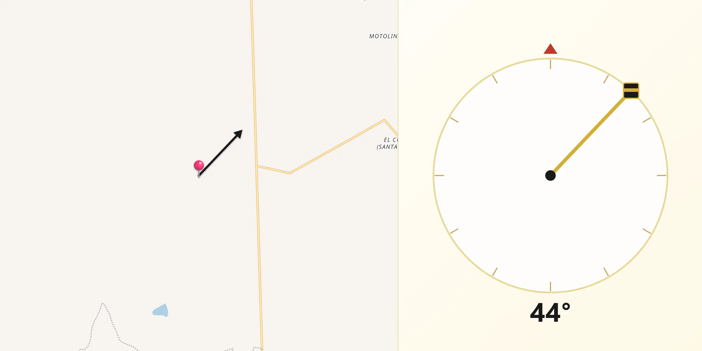 Dirección de la Qibla desde El Sitio