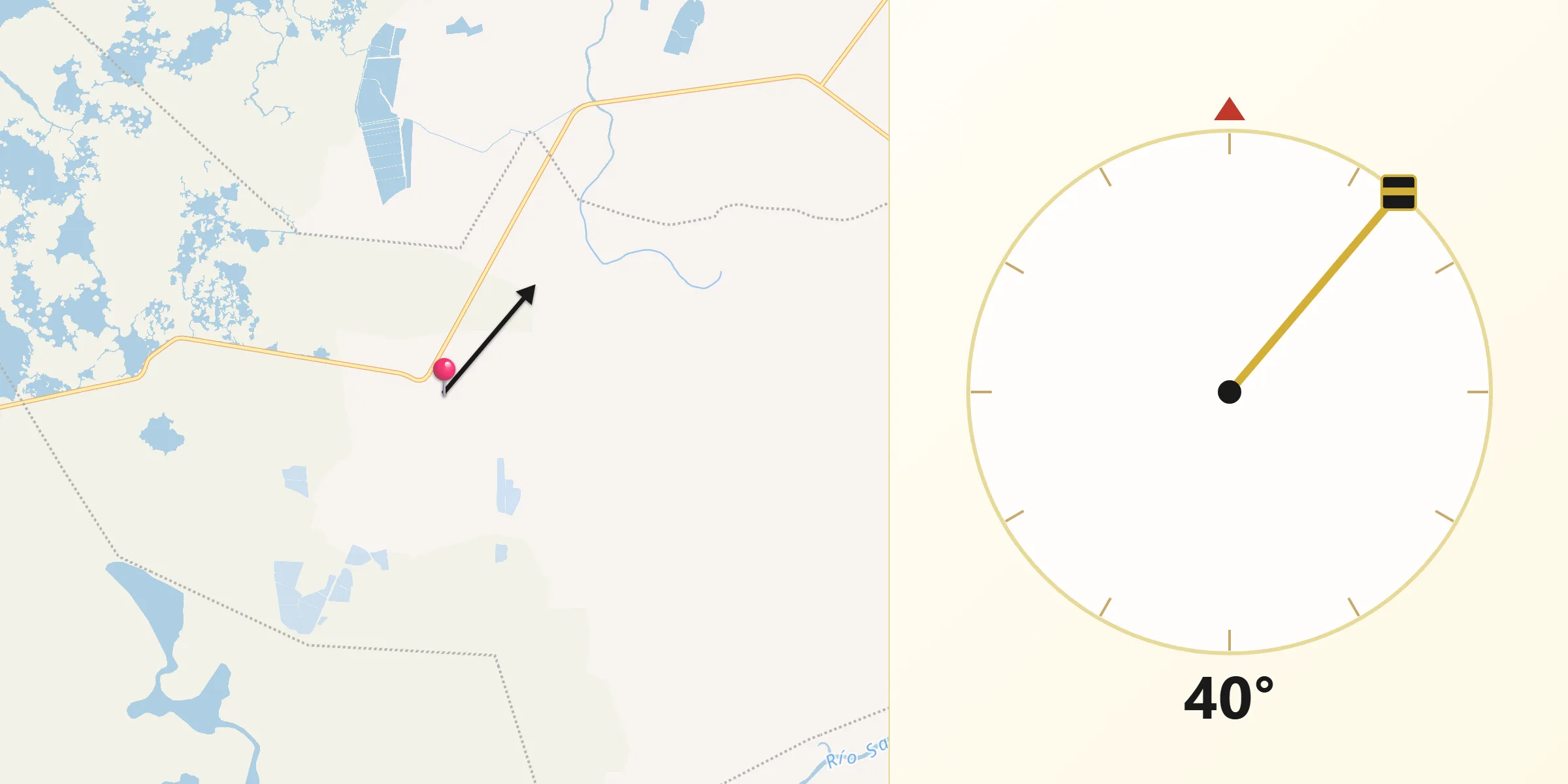Dirección de la Qibla desde Unión de Corrientes