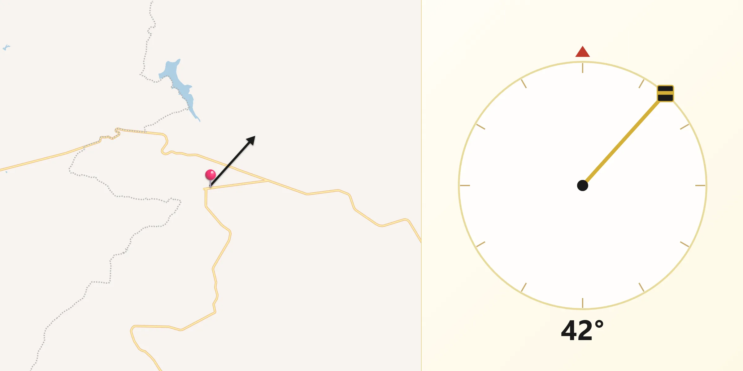 Dirección de la Qibla desde Temastián (La Cantera)