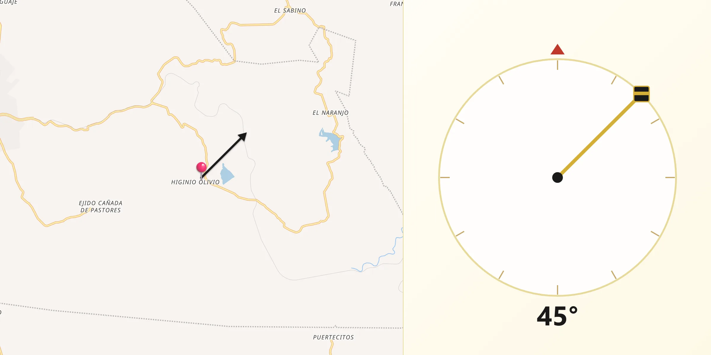 Dirección de la Qibla desde Higinio Olivo