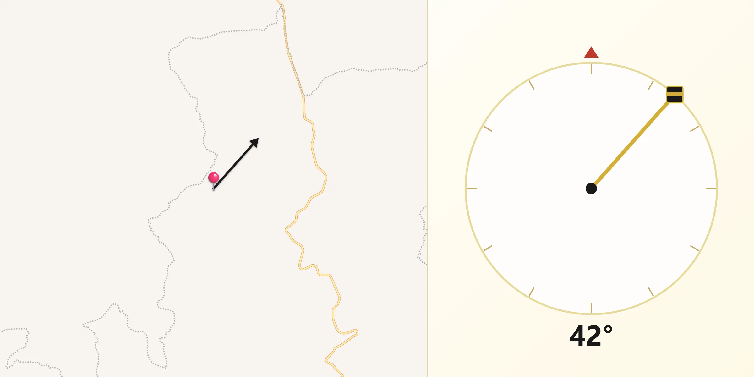 Dirección de la Qibla desde Barranca del Tule