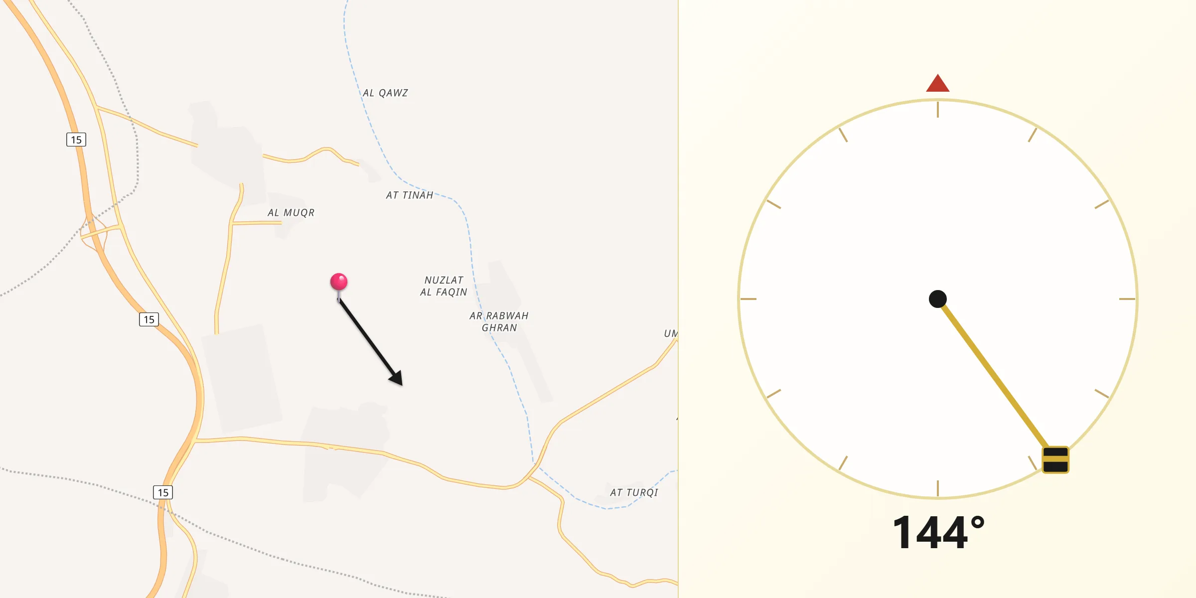اتجاه القبلة من الفيضة