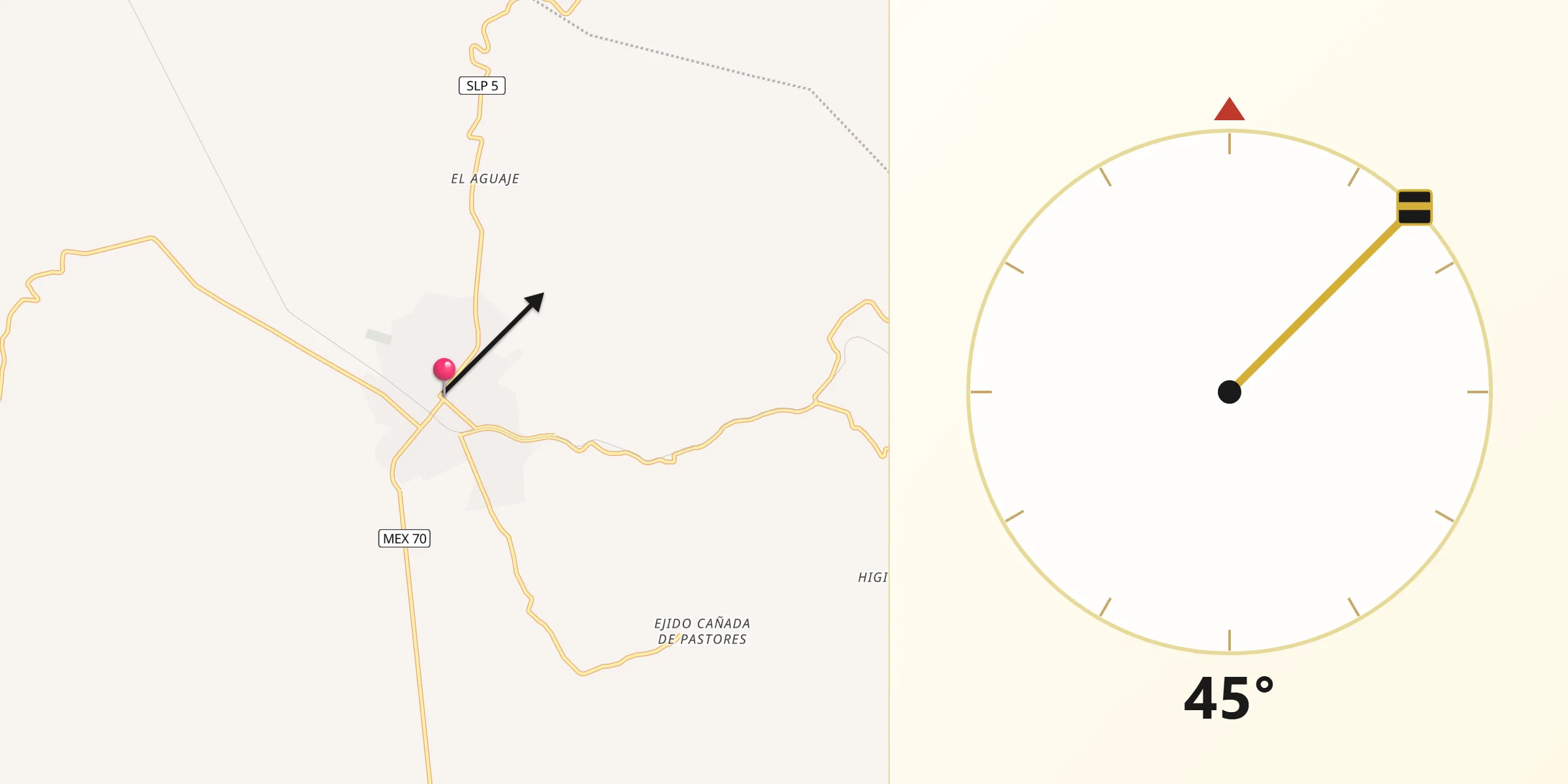 Dirección de la Qibla desde Cárdenas