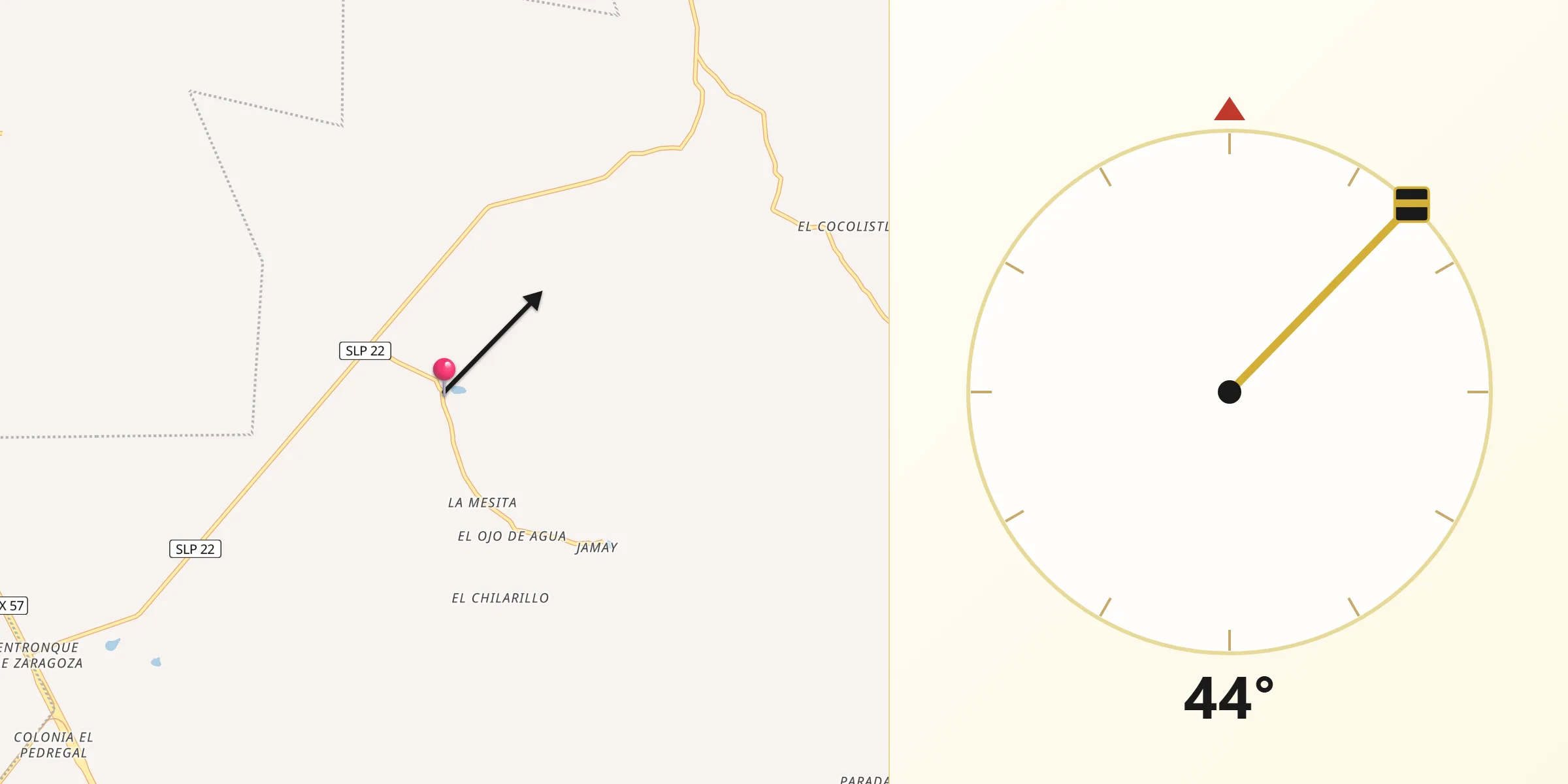 Dirección de la Qibla desde La Esperanza