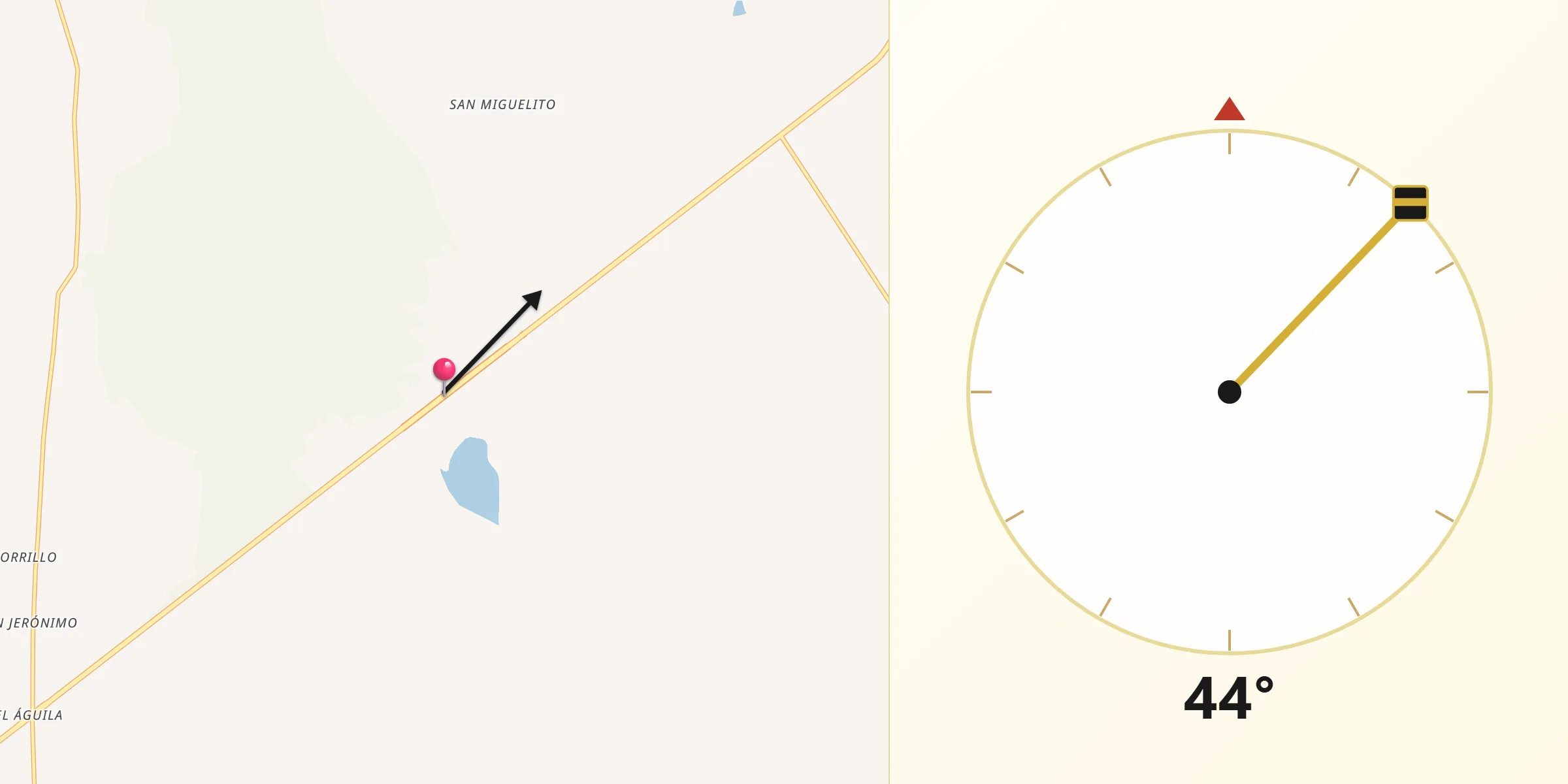 Dirección de la Qibla desde El Tepetate