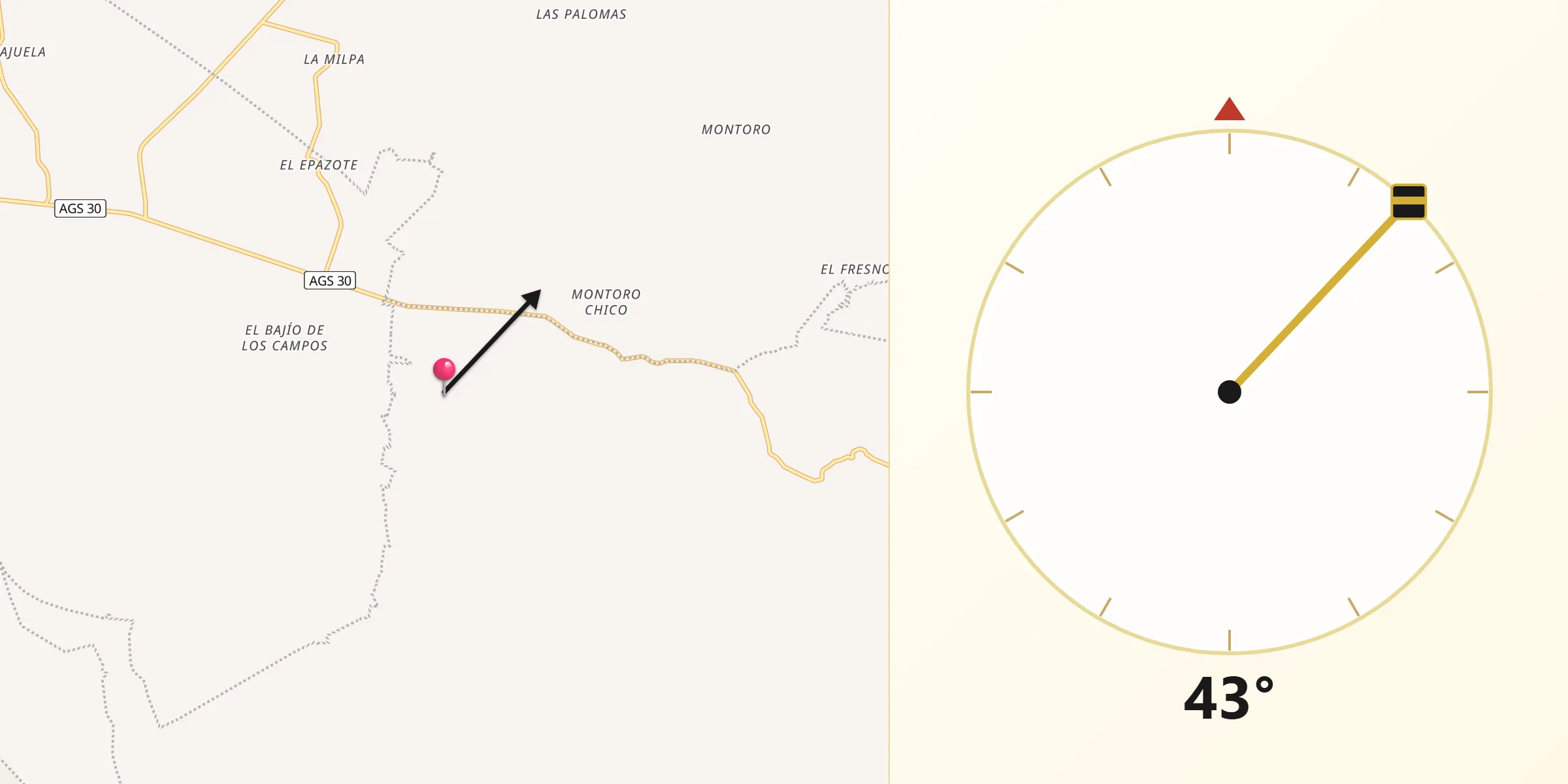 Dirección de la Qibla desde El Molino