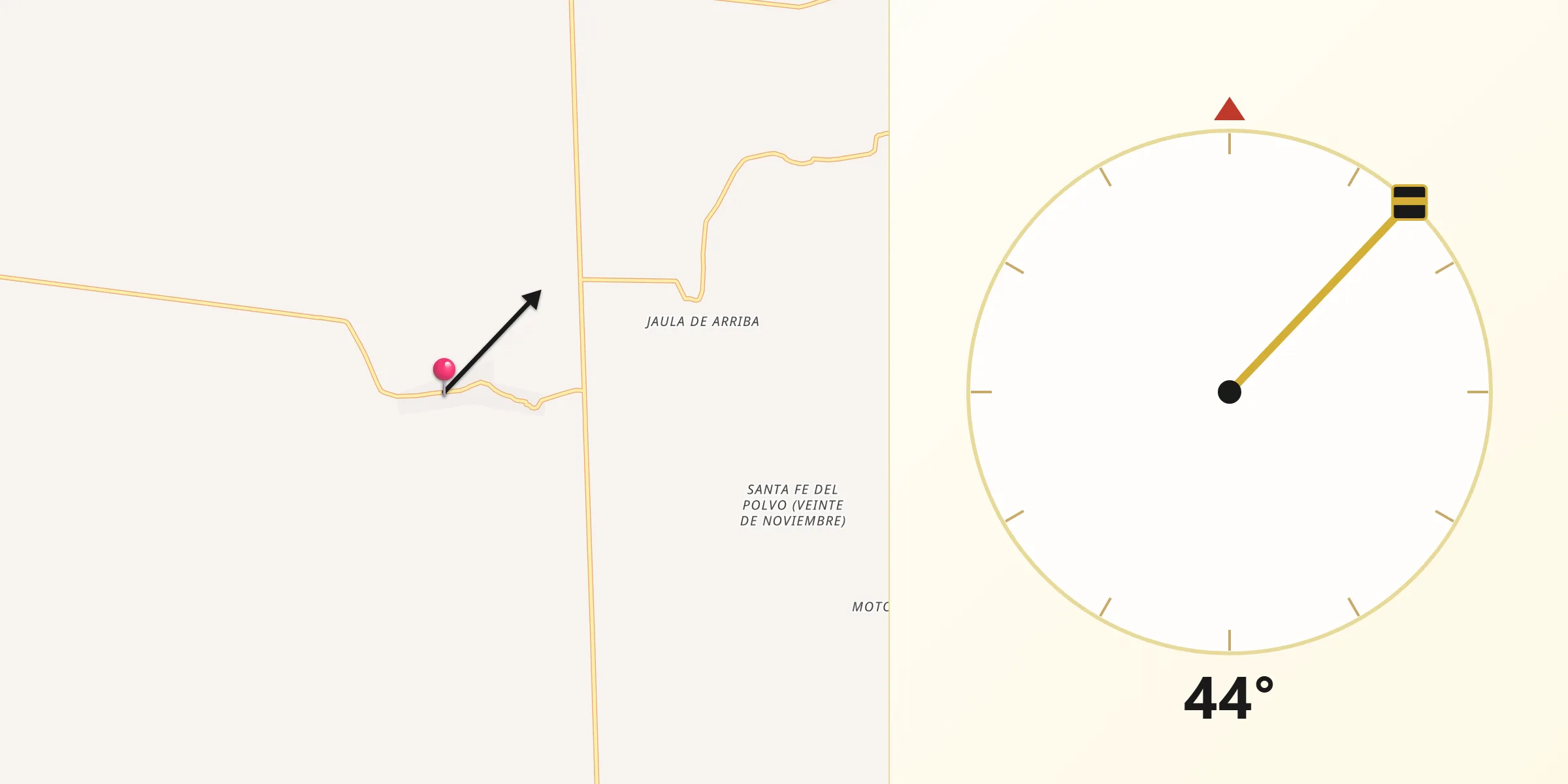 Dirección de la Qibla desde Jaula de Abajo