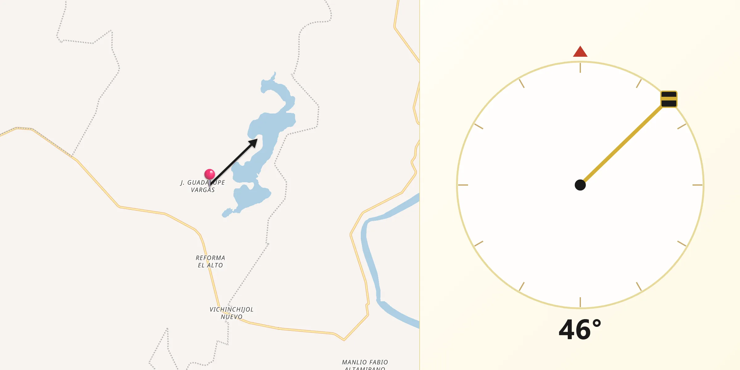 Dirección de la Qibla desde Plan de Iguala
