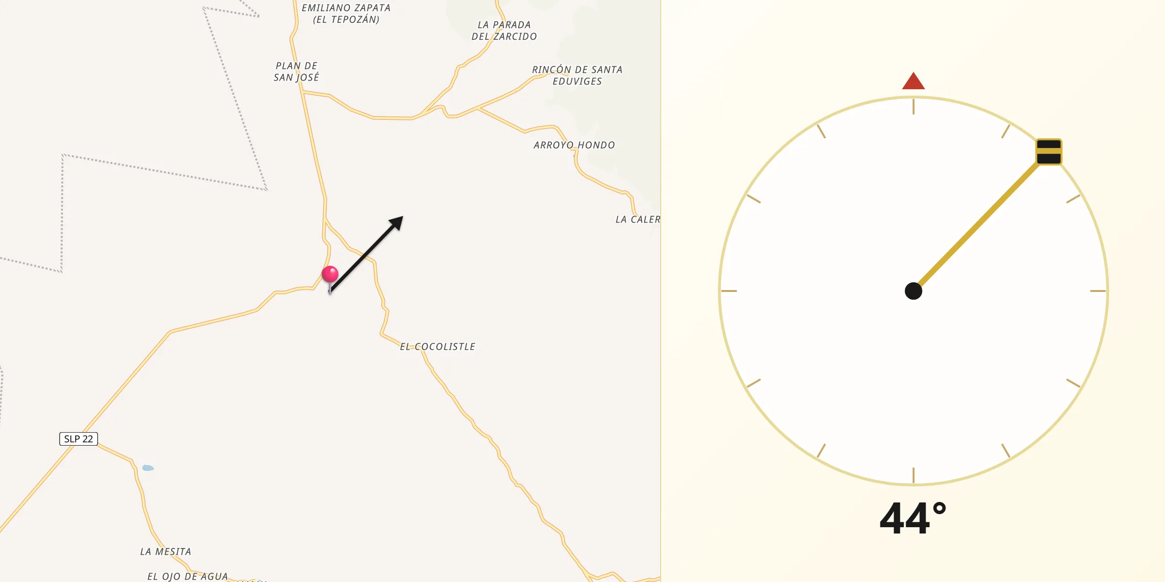 Dirección de la Qibla desde Villa Zaragoza