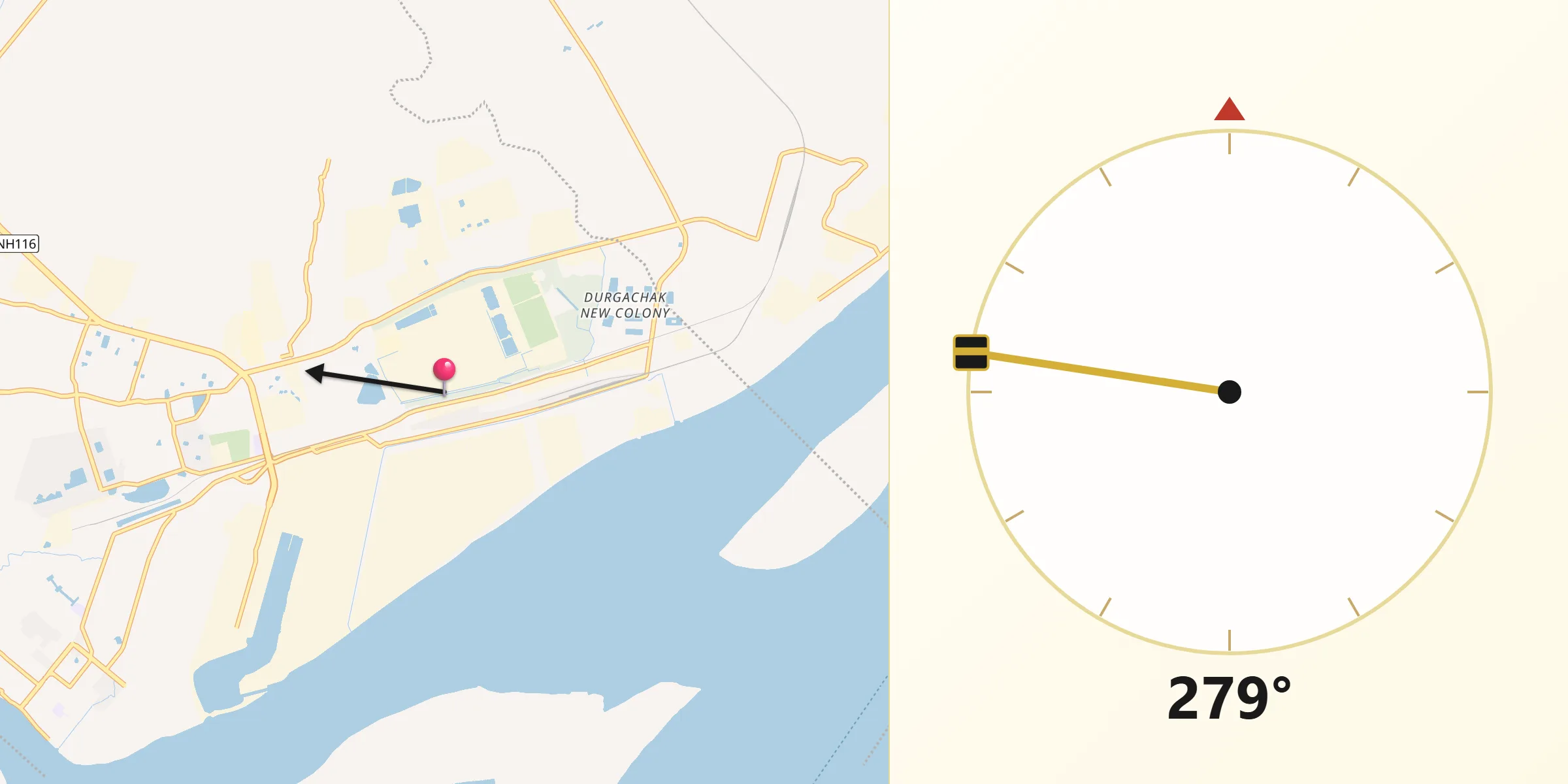 Qibla Direction from Haldia