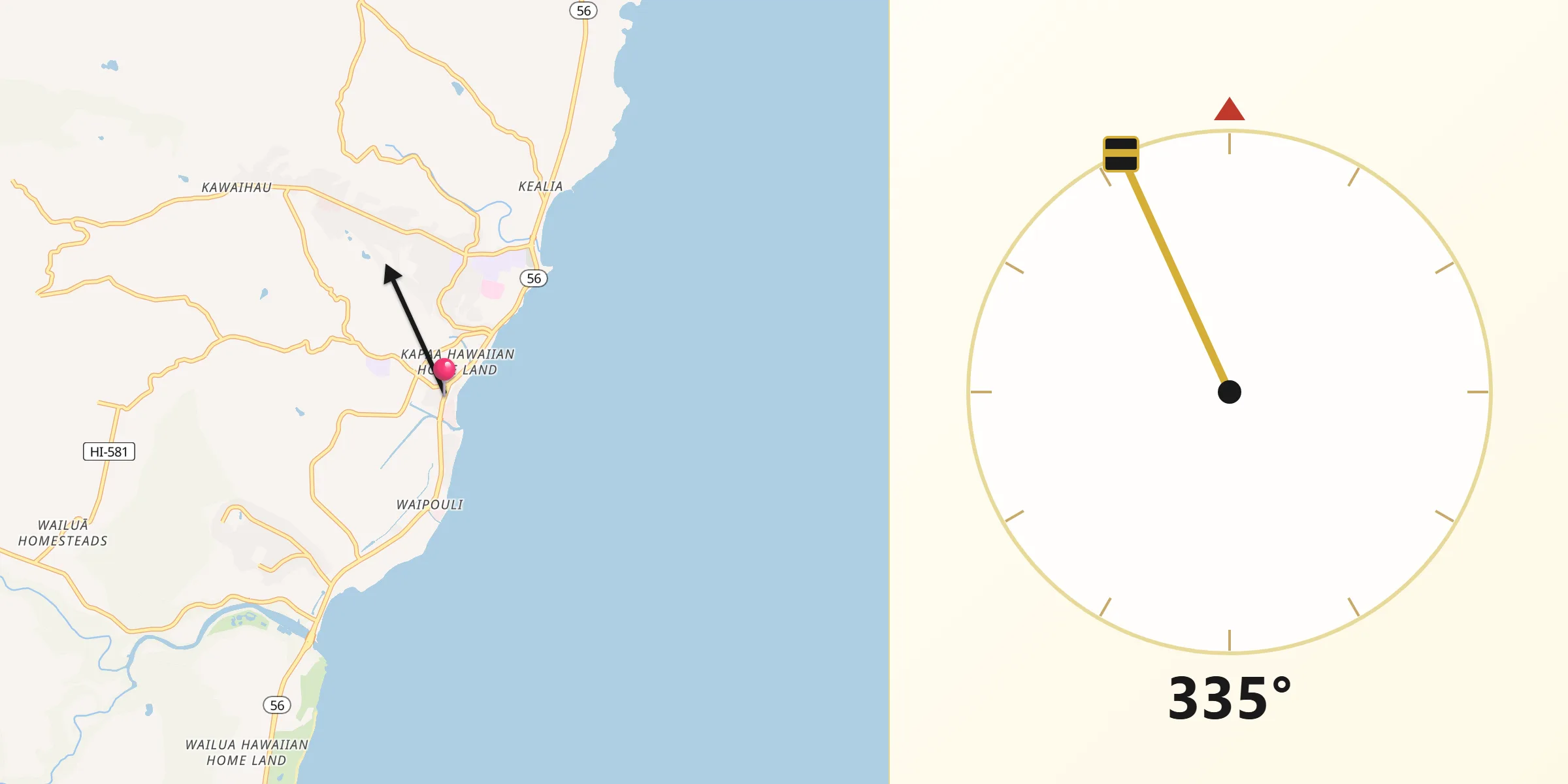 Qibla Direction from Kapa‘a