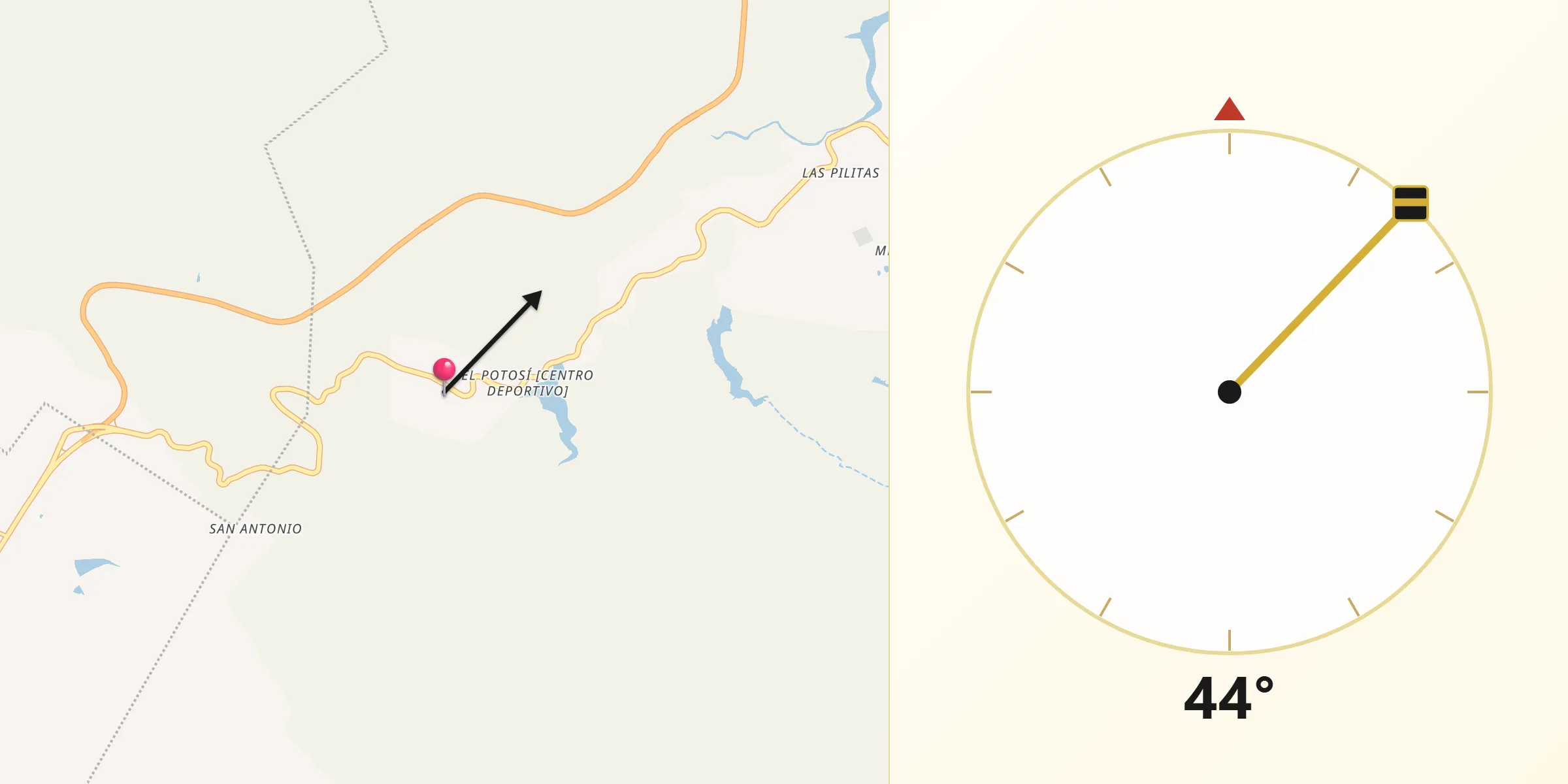 Dirección de la Qibla desde Pozuelos