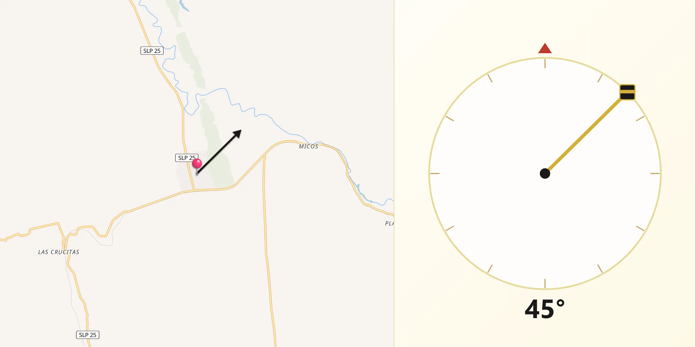 Dirección de la Qibla desde Nuevo Crucitas