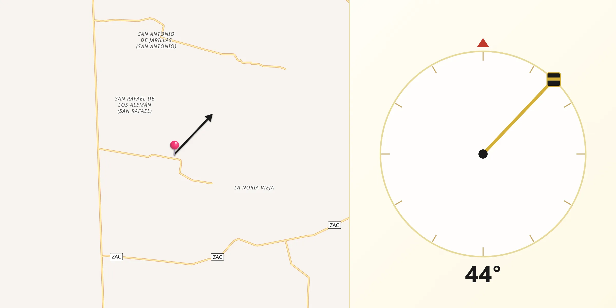 Dirección de la Qibla desde San José de Castellanos