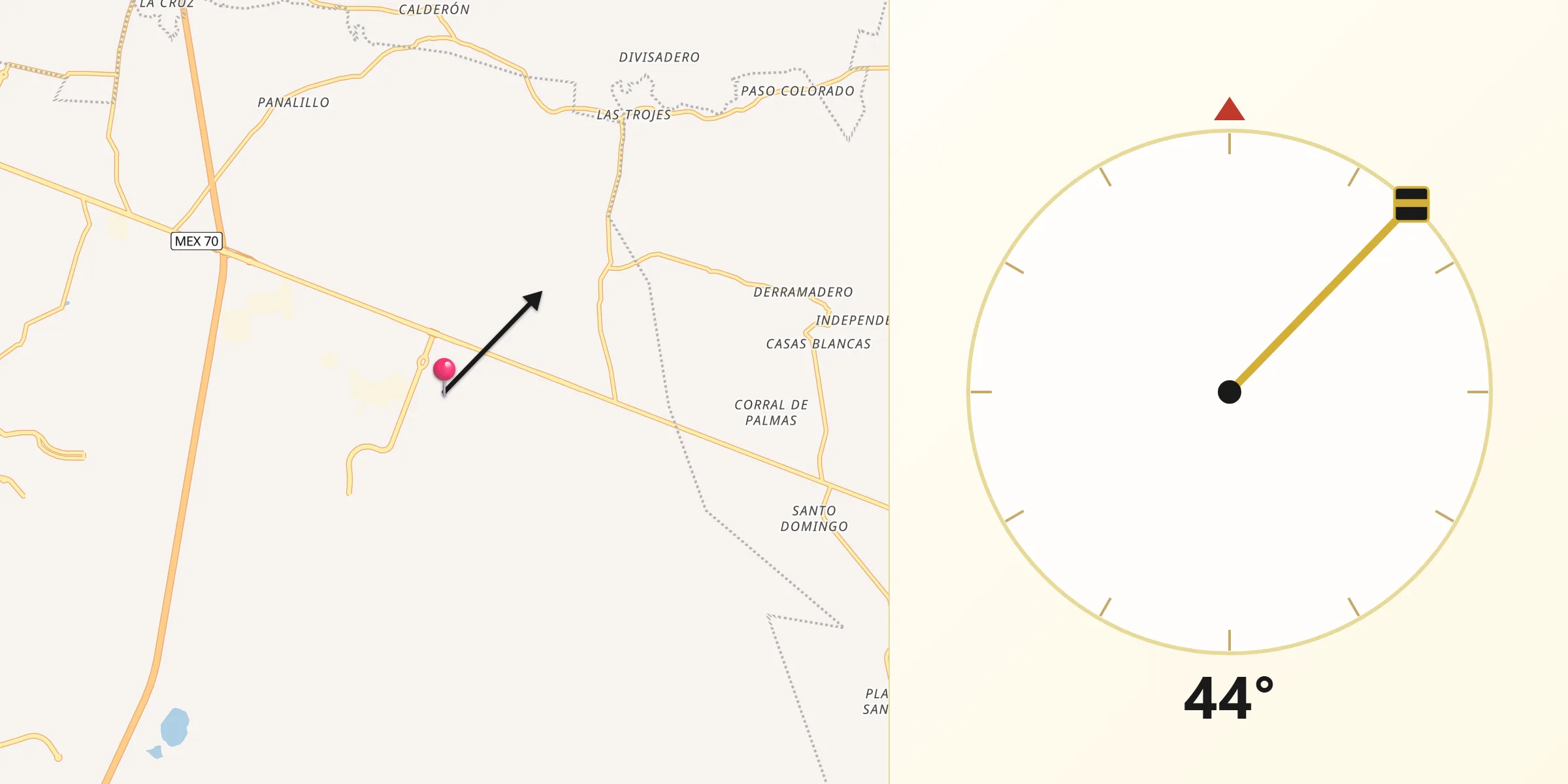 Dirección de la Qibla desde Ciudad Satélite