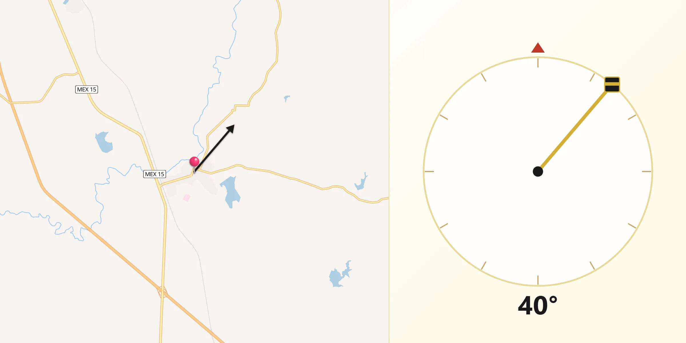 Dirección de la Qibla desde Rosamorada