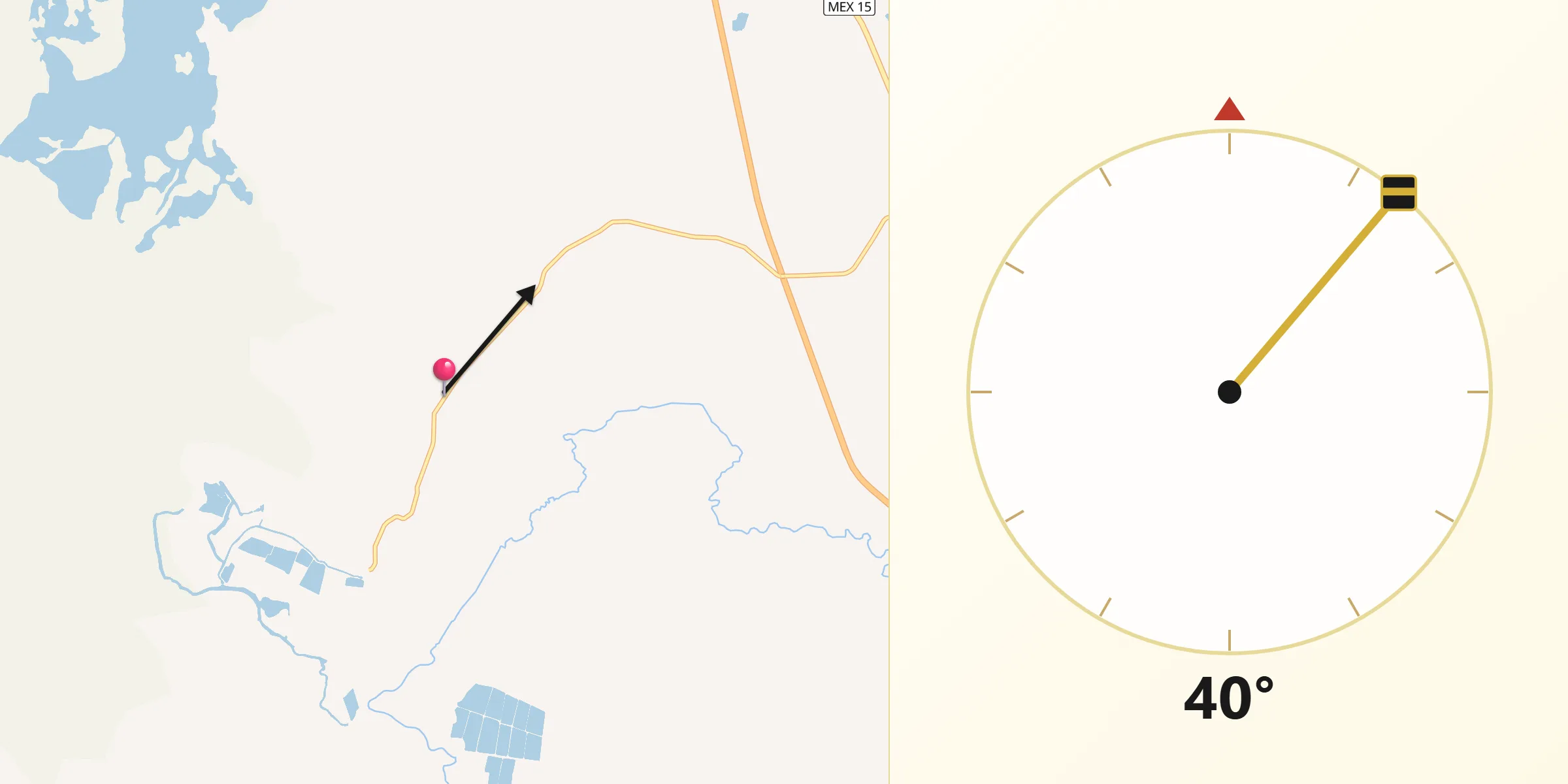 Dirección de la Qibla desde Llano del Tigre