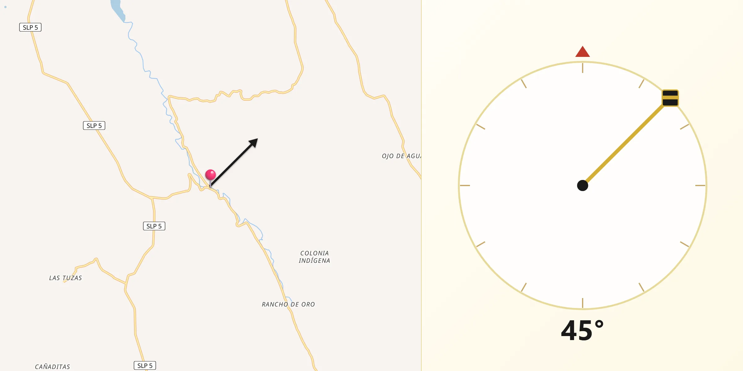 Dirección de la Qibla desde Alaquines