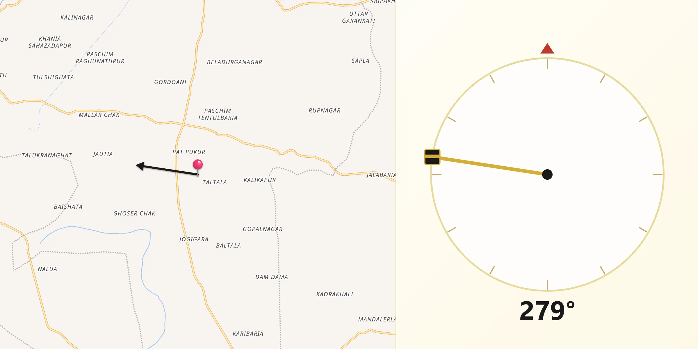North 24 Parganas থেকে কিবলার দিক