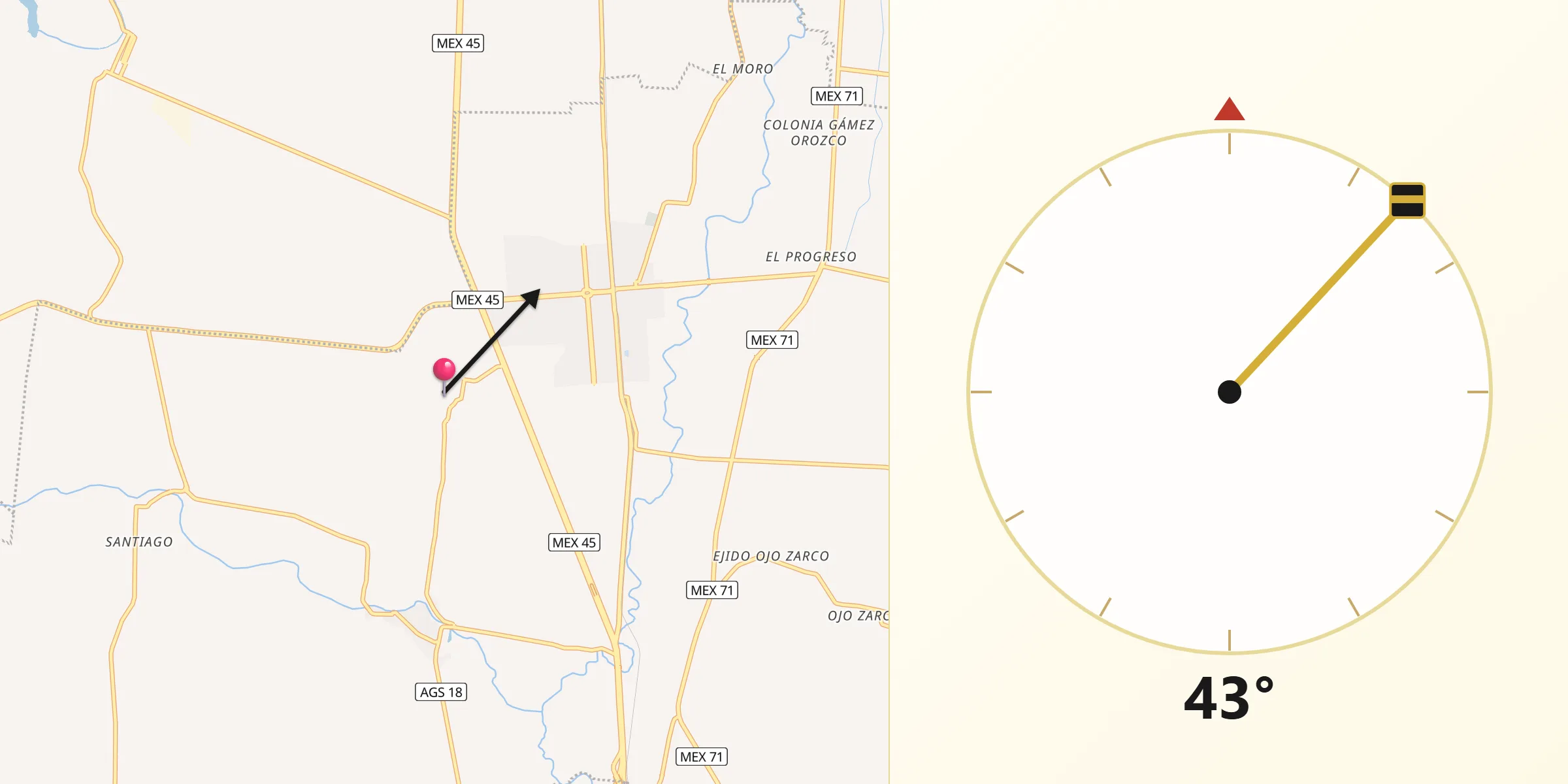 Dirección de la Qibla desde San Luis de Letras