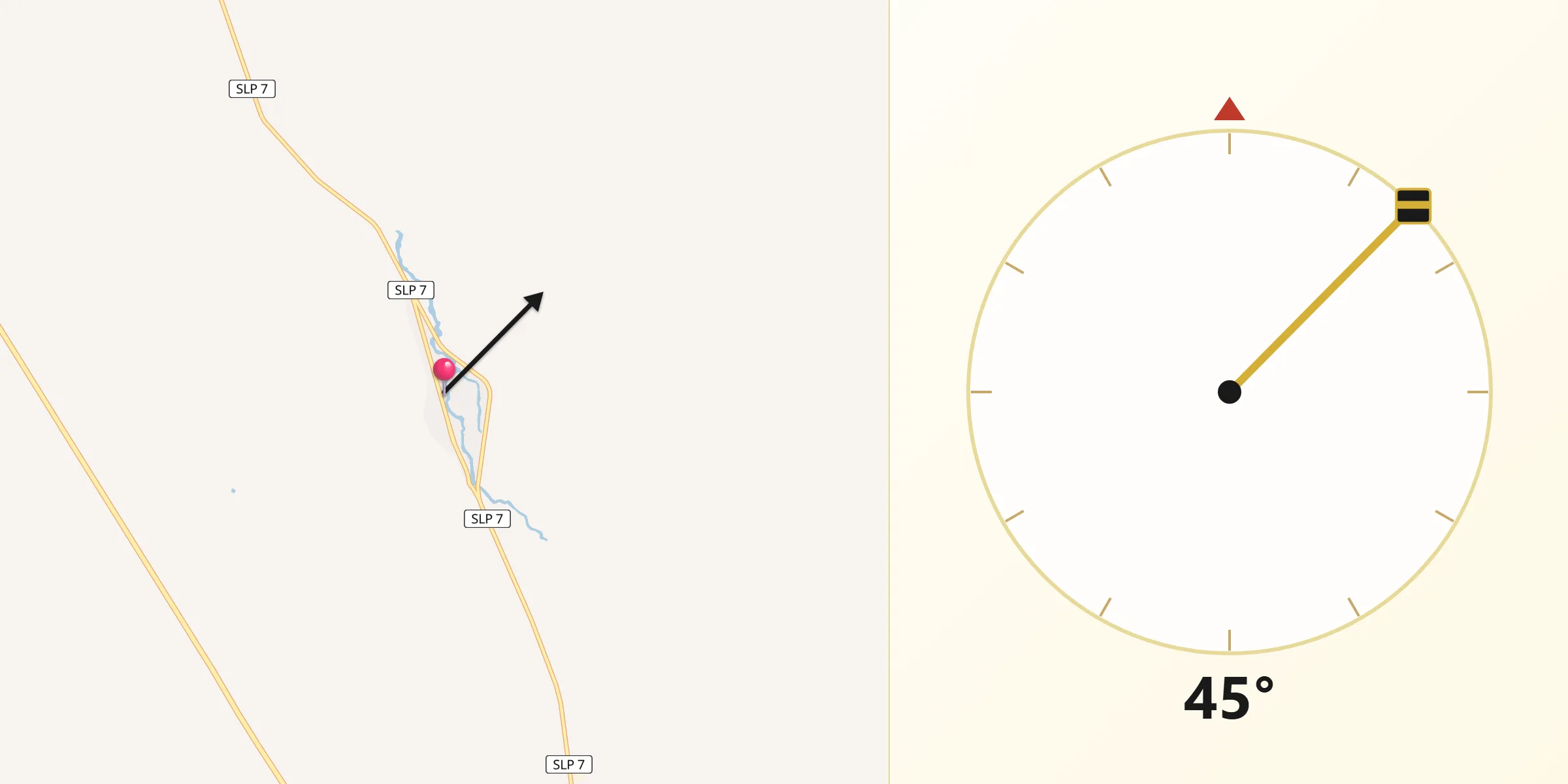 Dirección de la Qibla desde Pastora