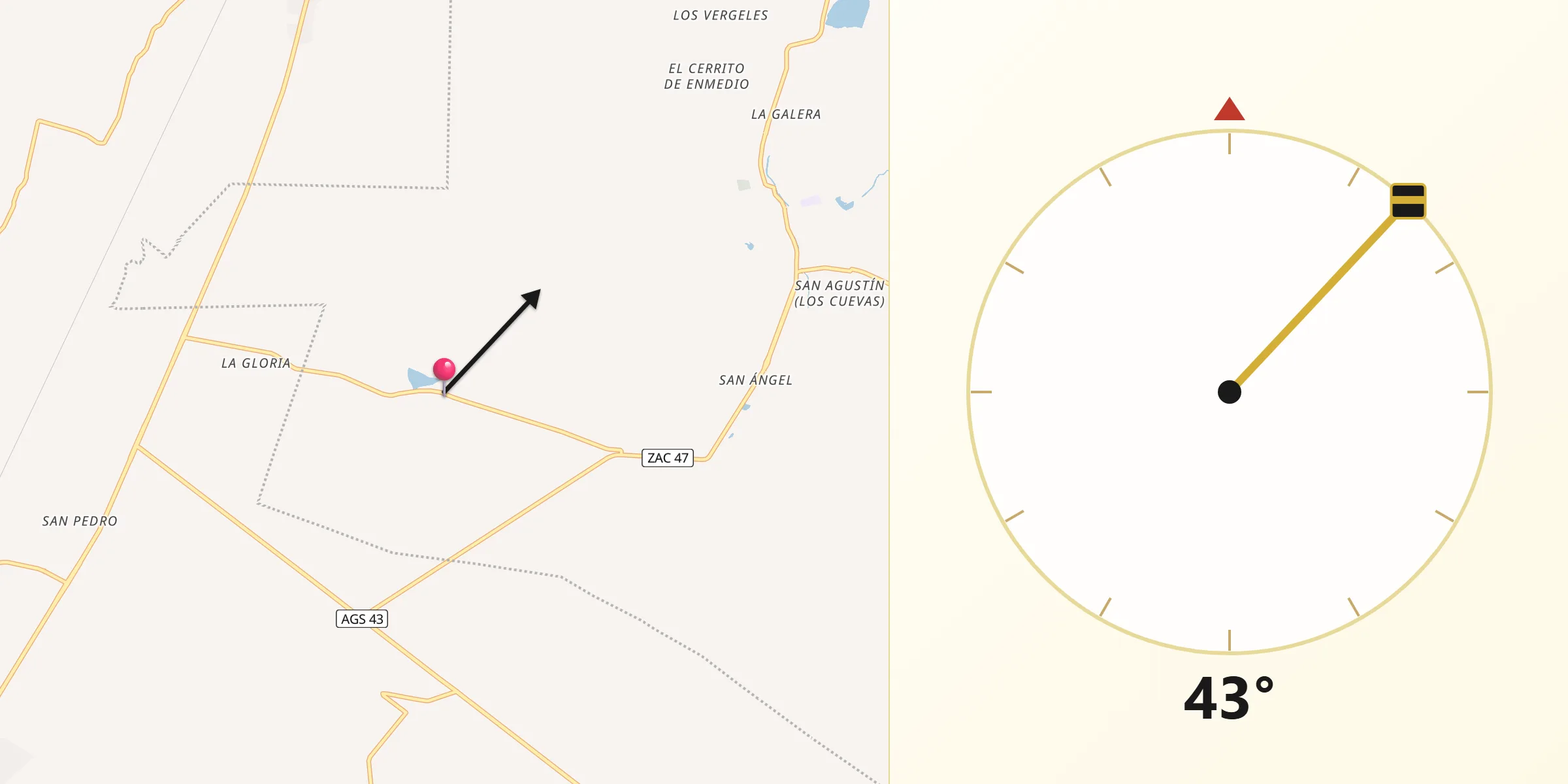 Dirección de la Qibla desde El Copetillo