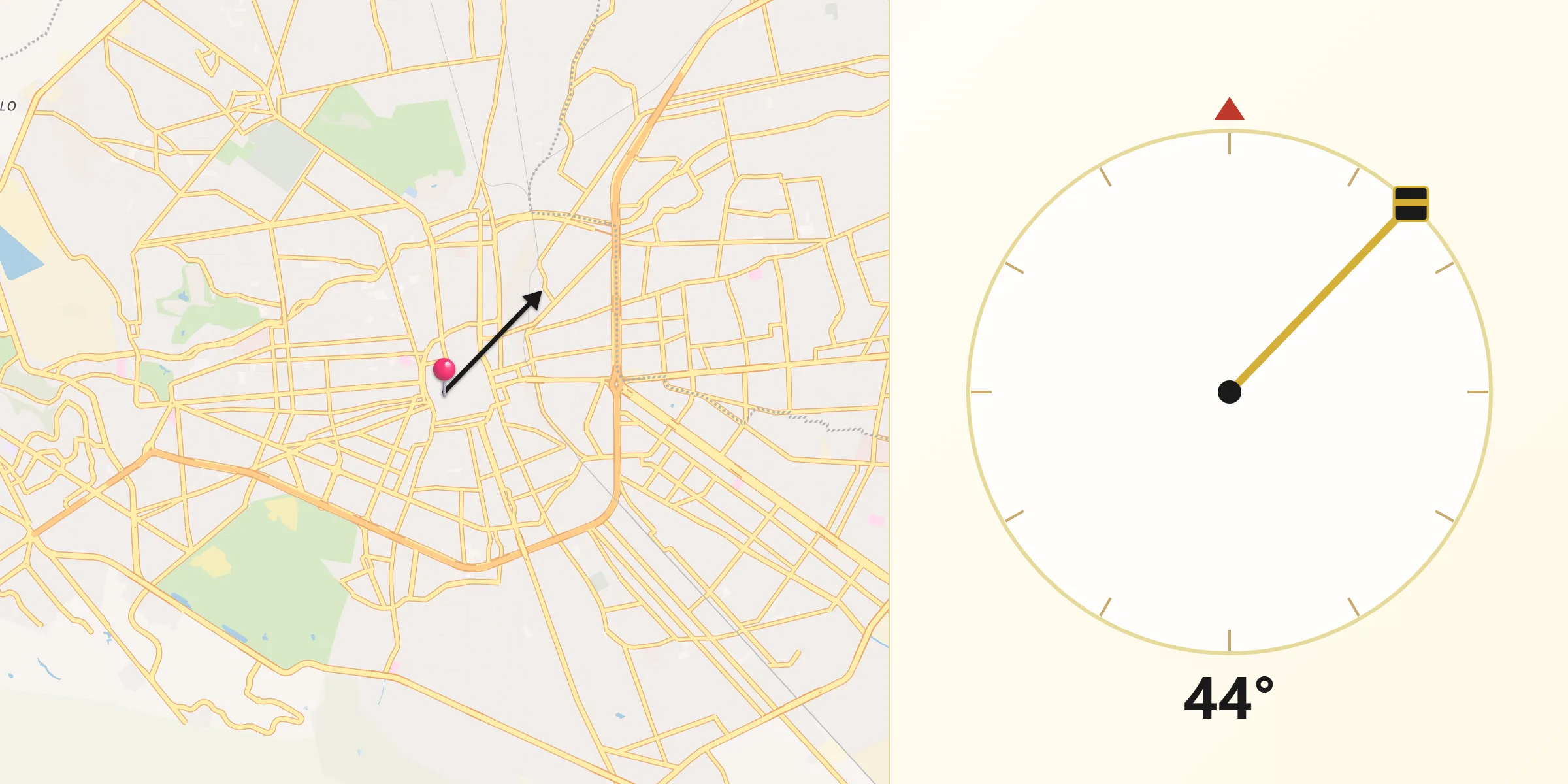 Dirección de la Qibla desde San Luis Potosí