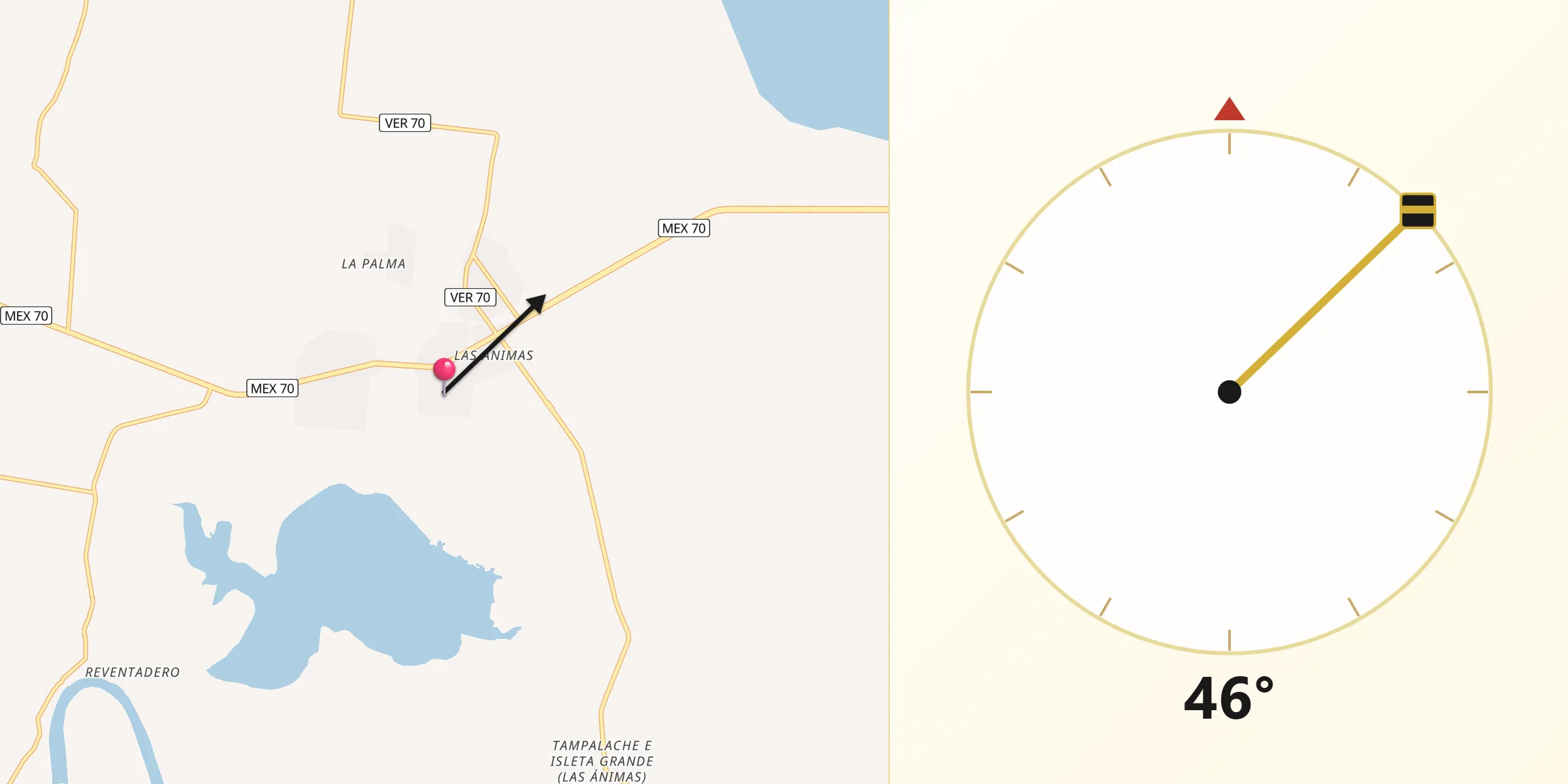 Dirección de la Qibla desde Antonio J Bermúdez