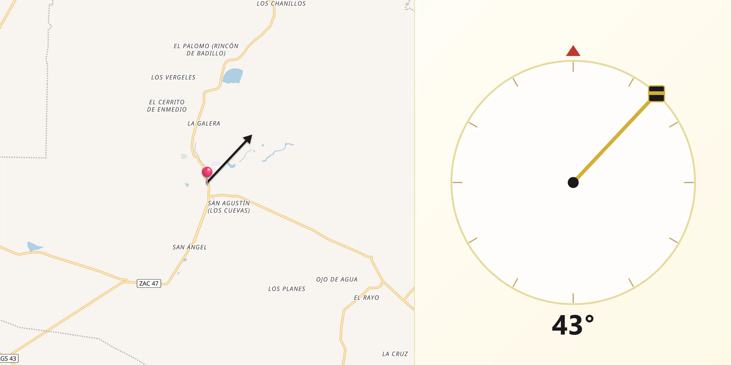 Dirección de la Qibla desde Villa García