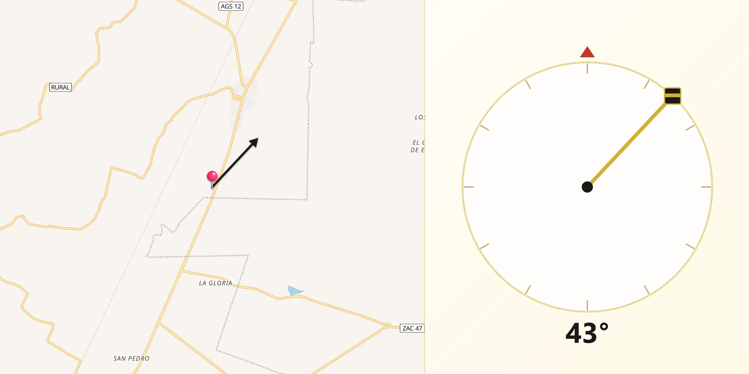 Dirección de la Qibla desde Lázaro Cárdenas