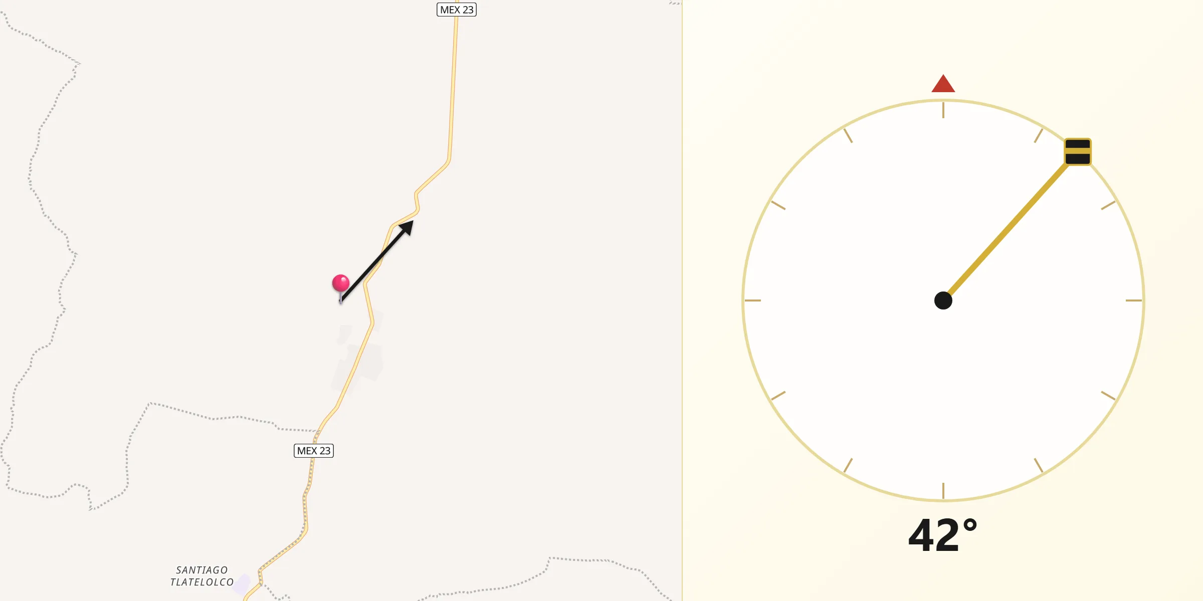 Dirección de la Qibla desde Barrio de Tapias