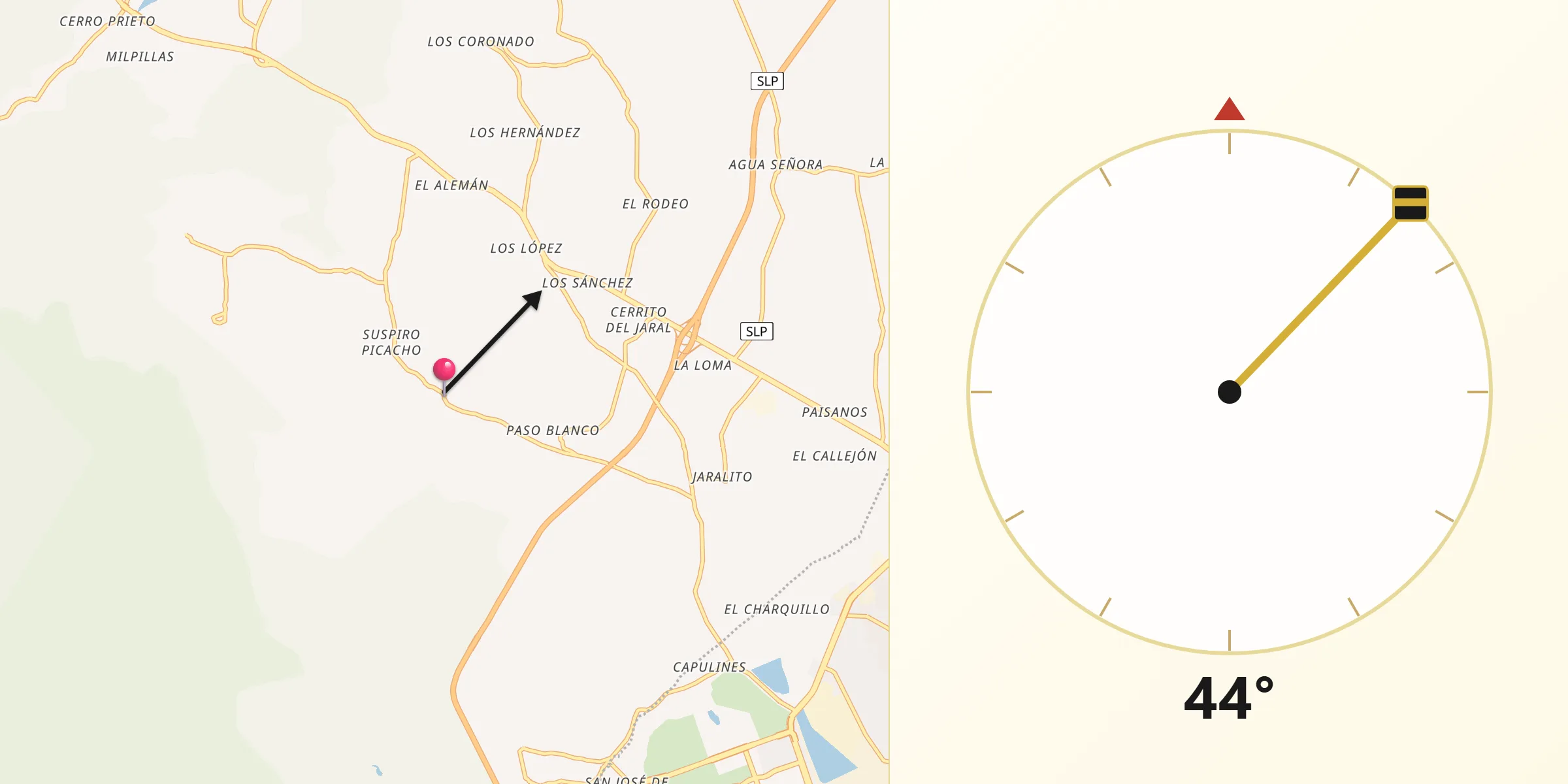 Dirección de la Qibla desde Suspiro Picacho