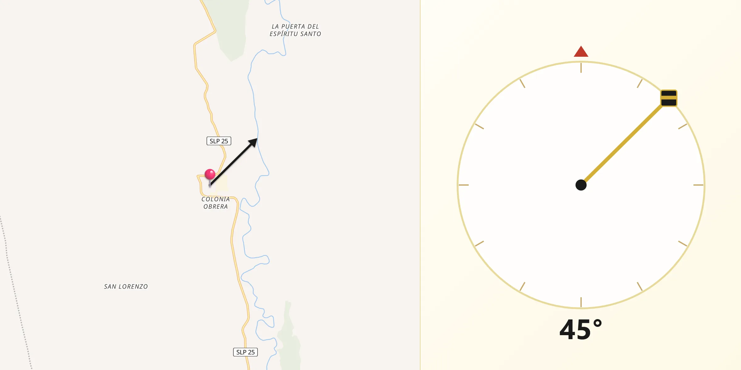 Dirección de la Qibla desde Ampliación la Hincada