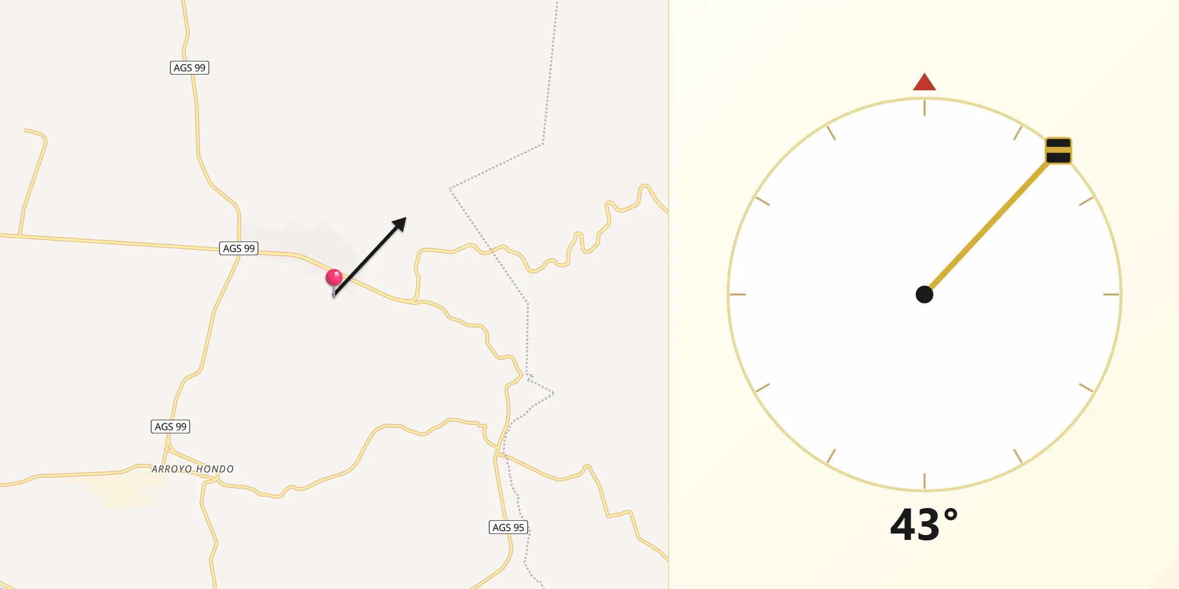 Dirección de la Qibla desde Tepezalá