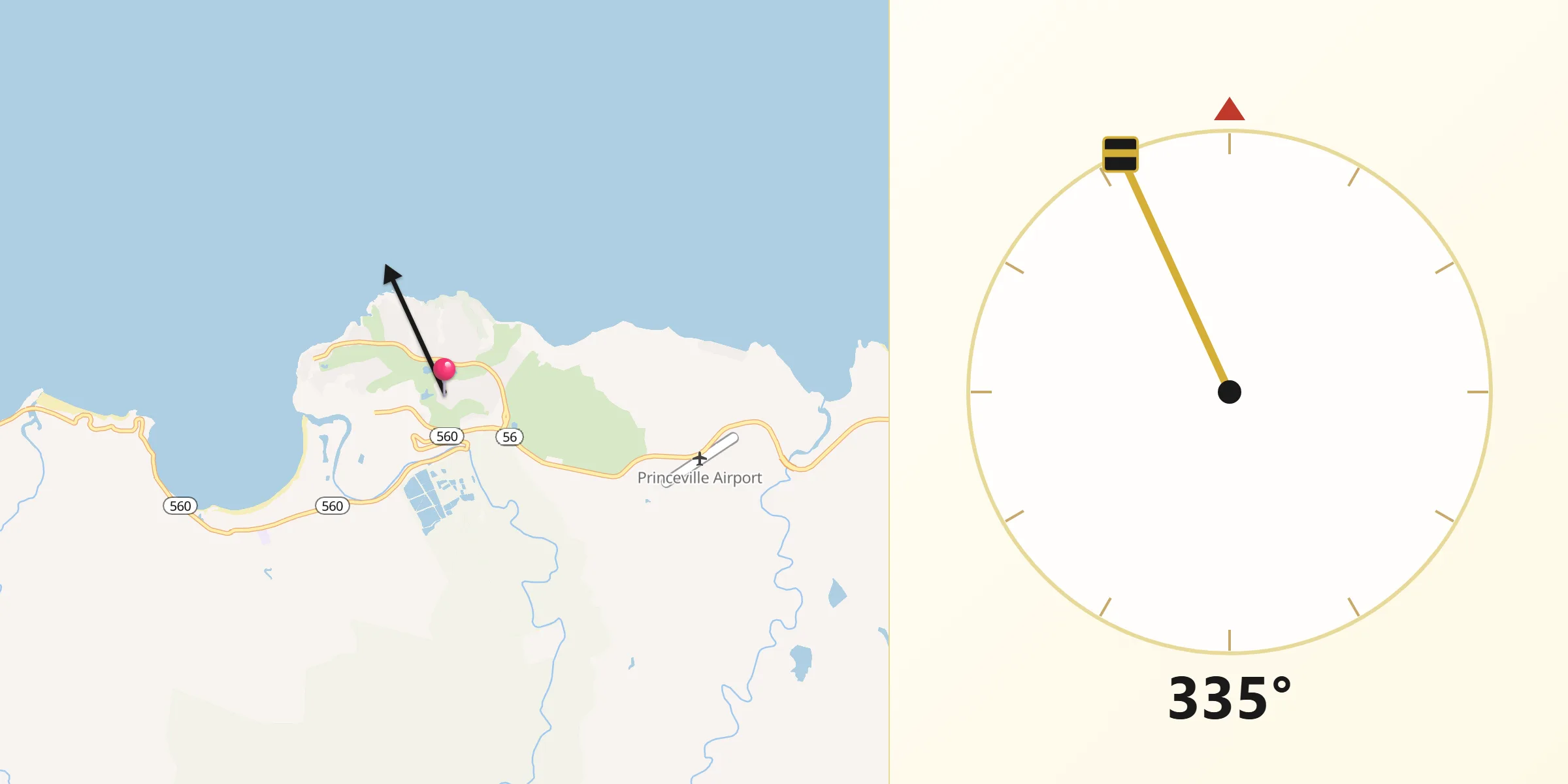 Qibla Direction from Princeville