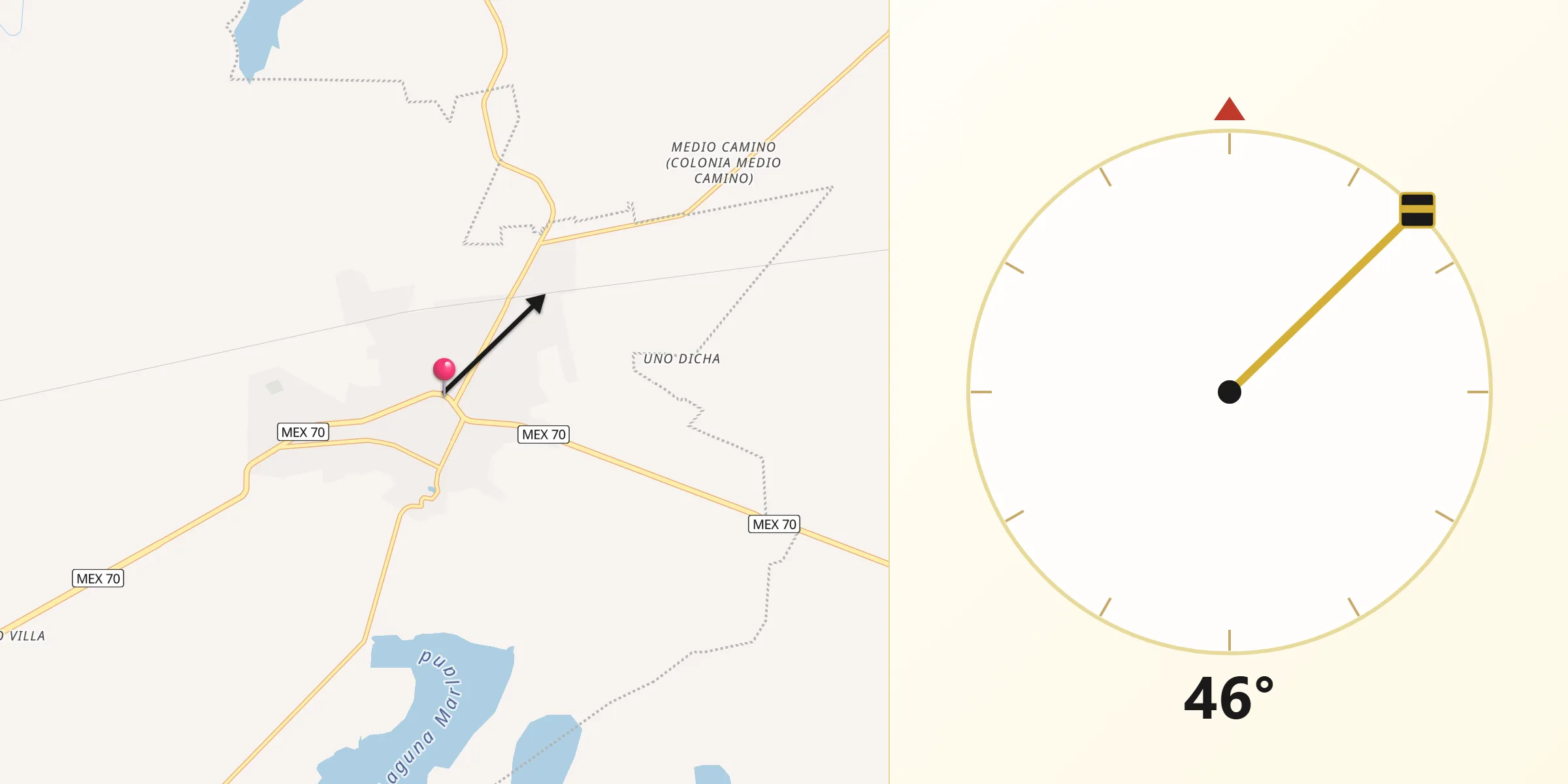 Dirección de la Qibla desde Ébano