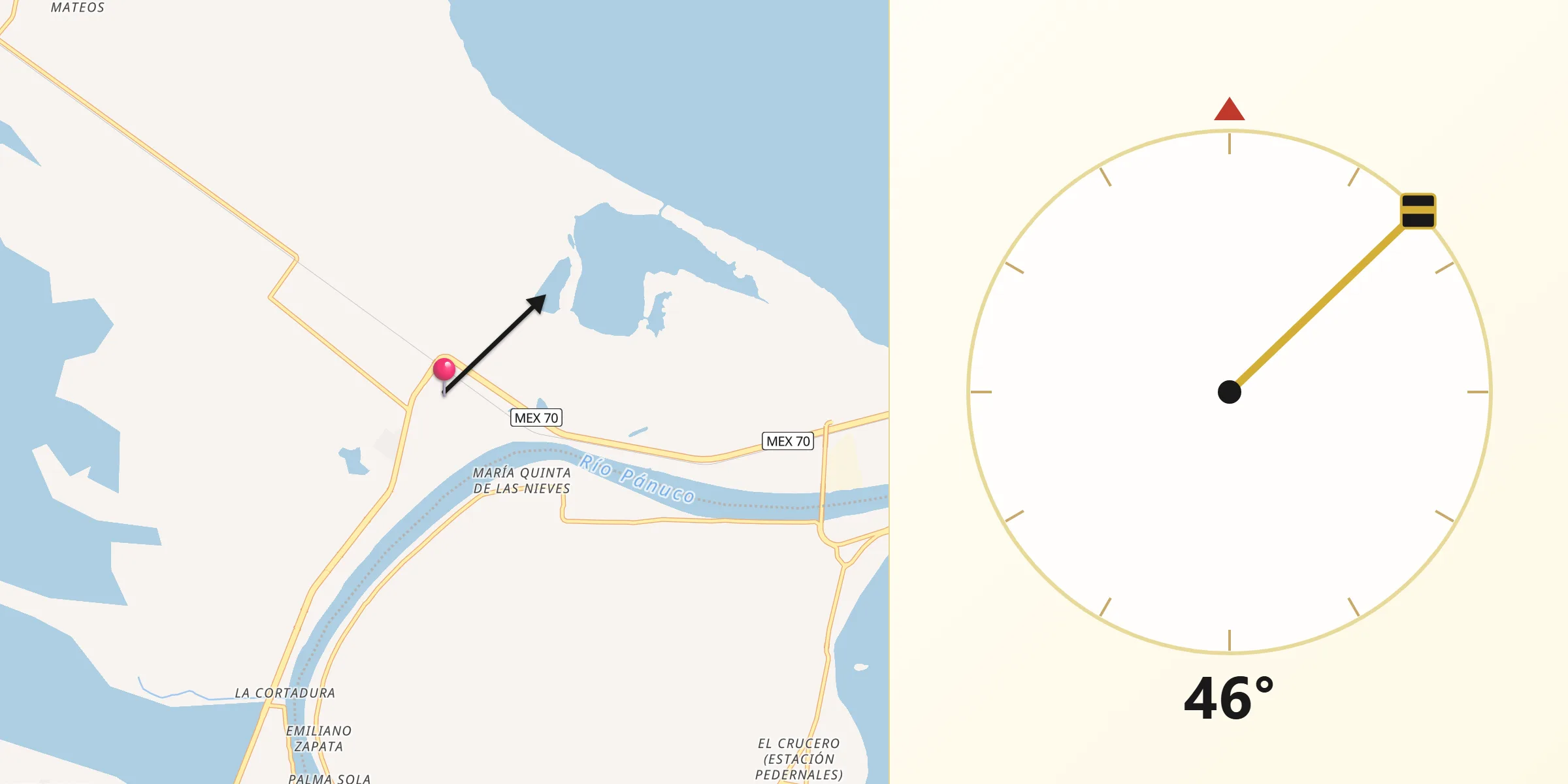 Dirección de la Qibla desde Perseverancia