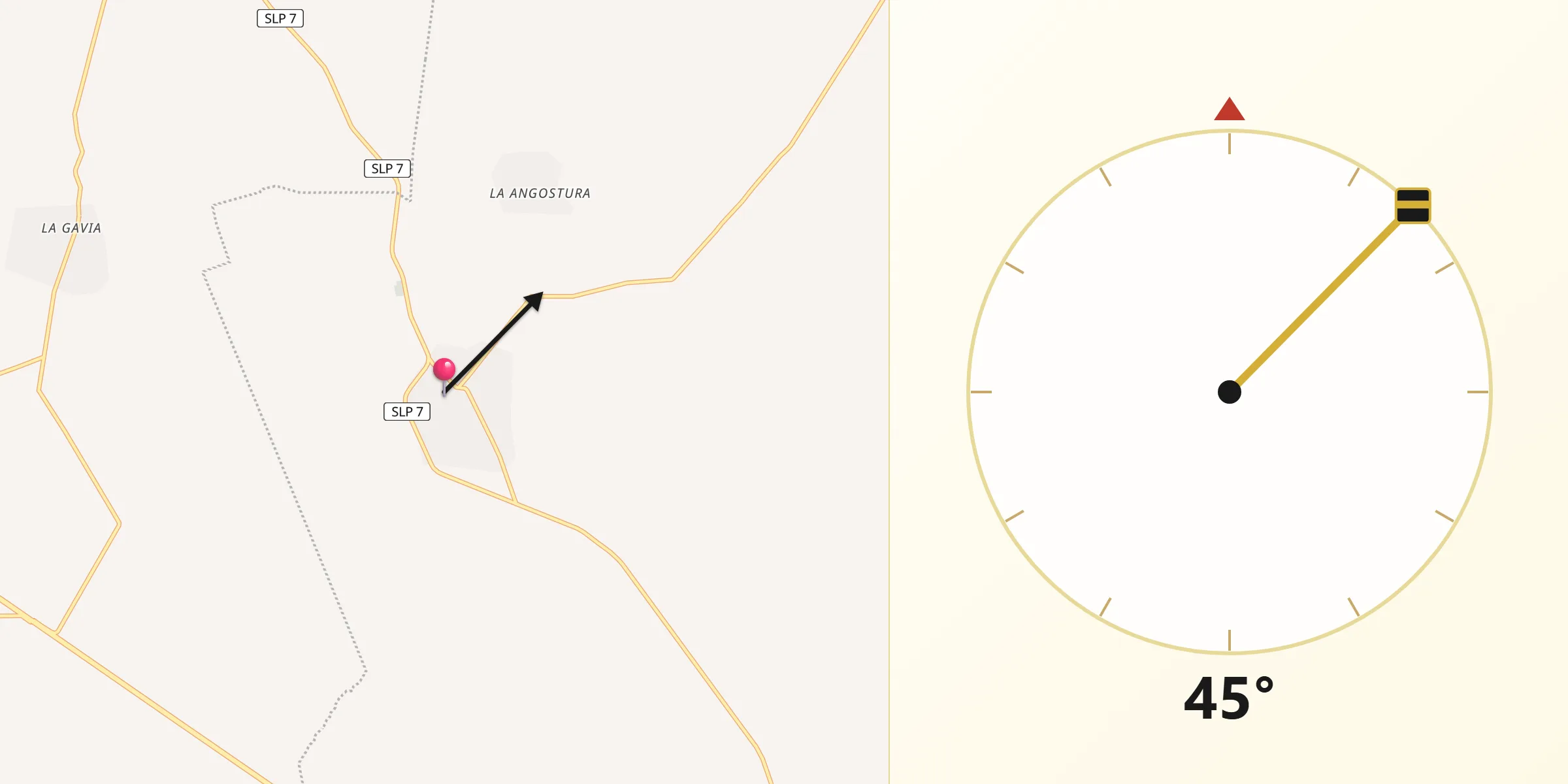 Dirección de la Qibla desde Progreso de Castro