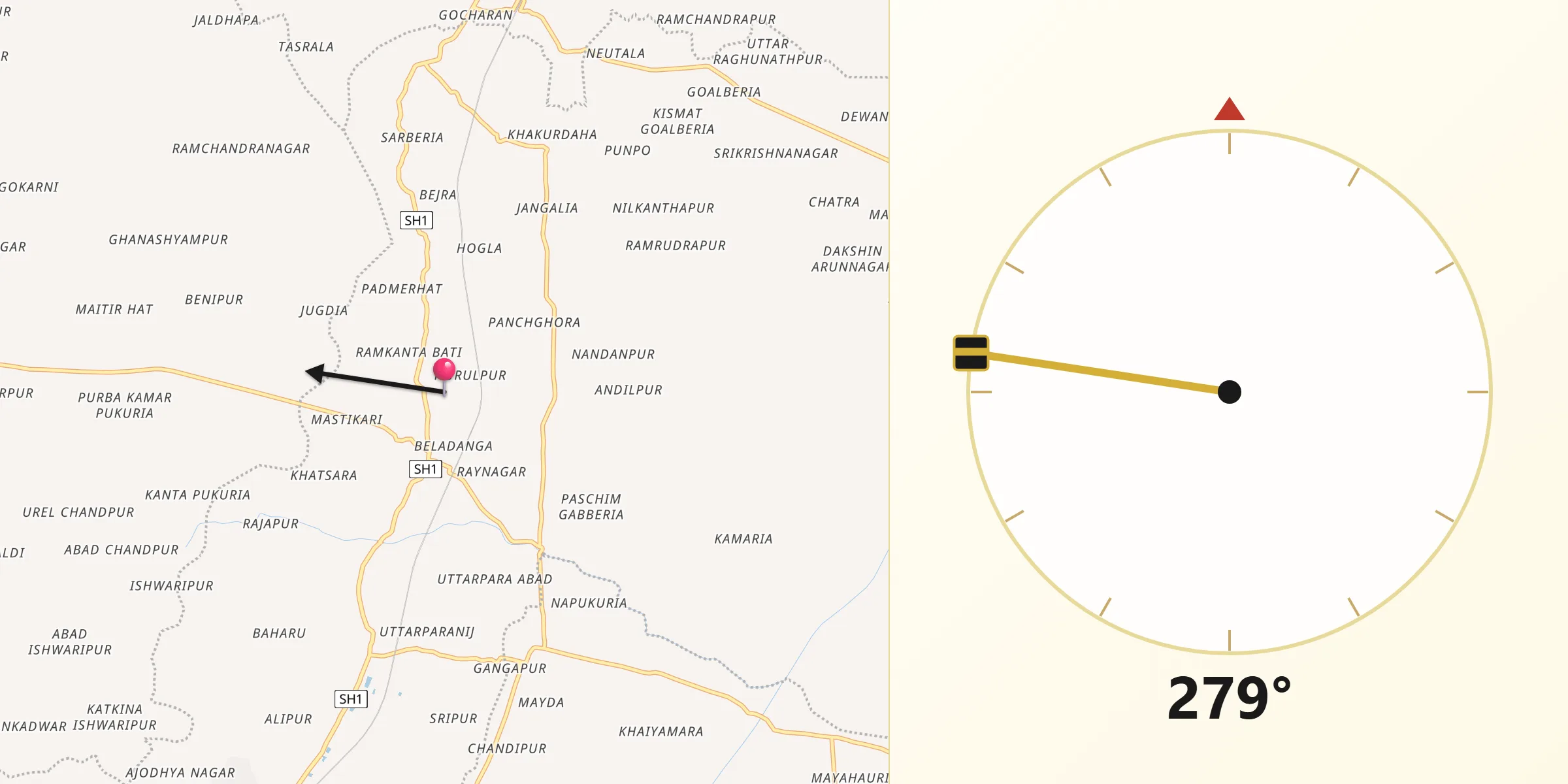 Qibla Direction from Barasat