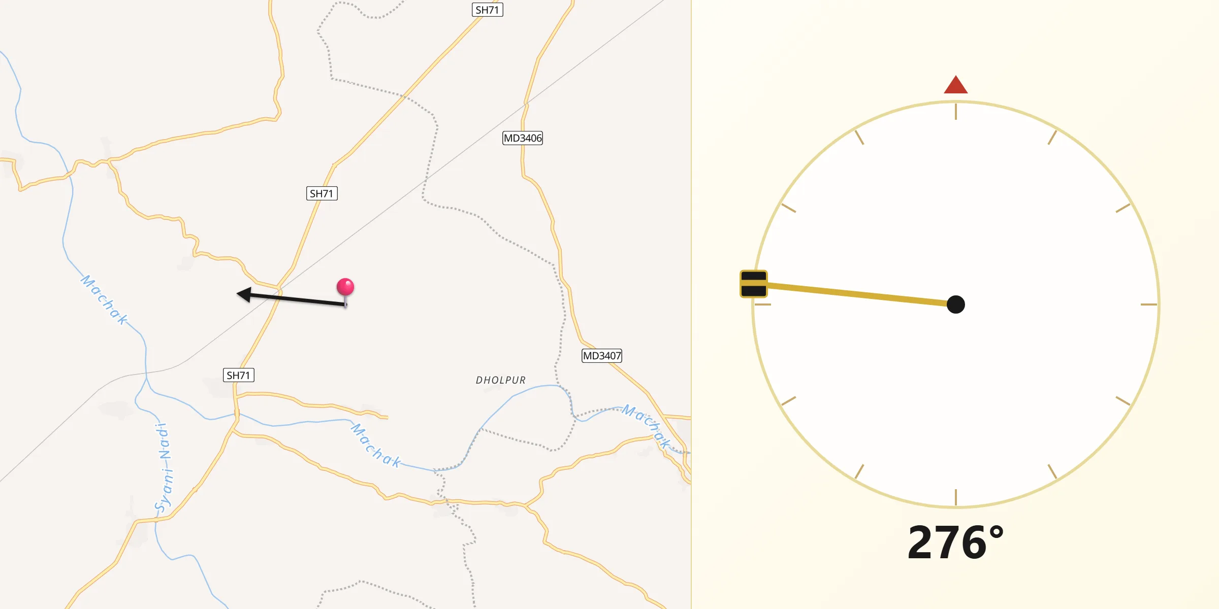Qibla Direction from Harda