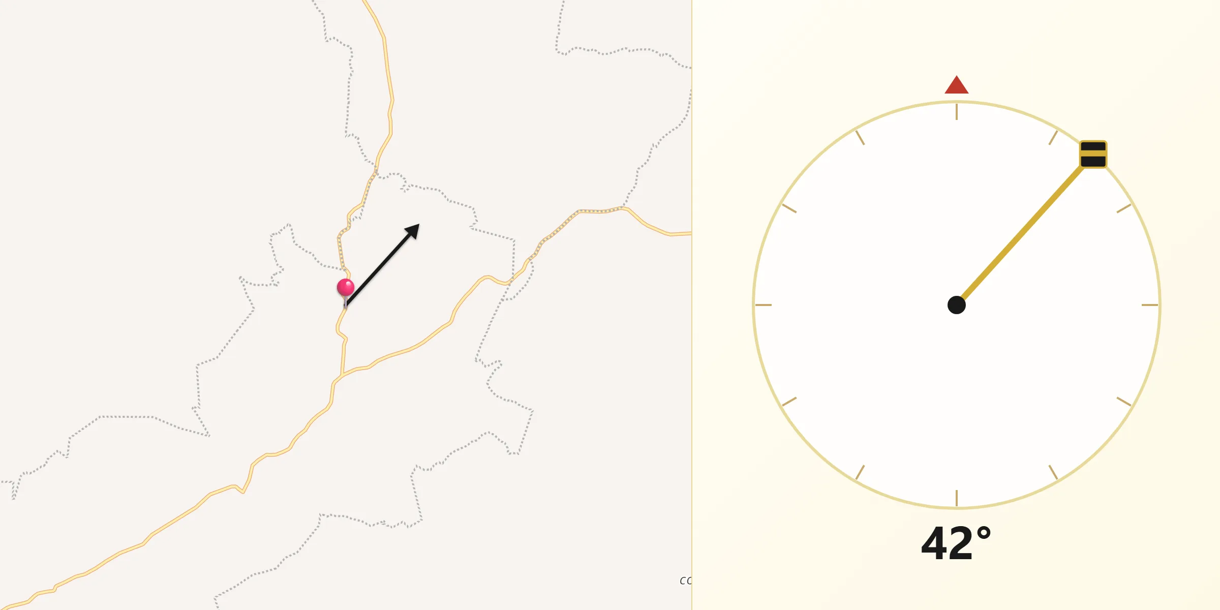 Dirección de la Qibla desde Colonia Veintiuno de Marzo