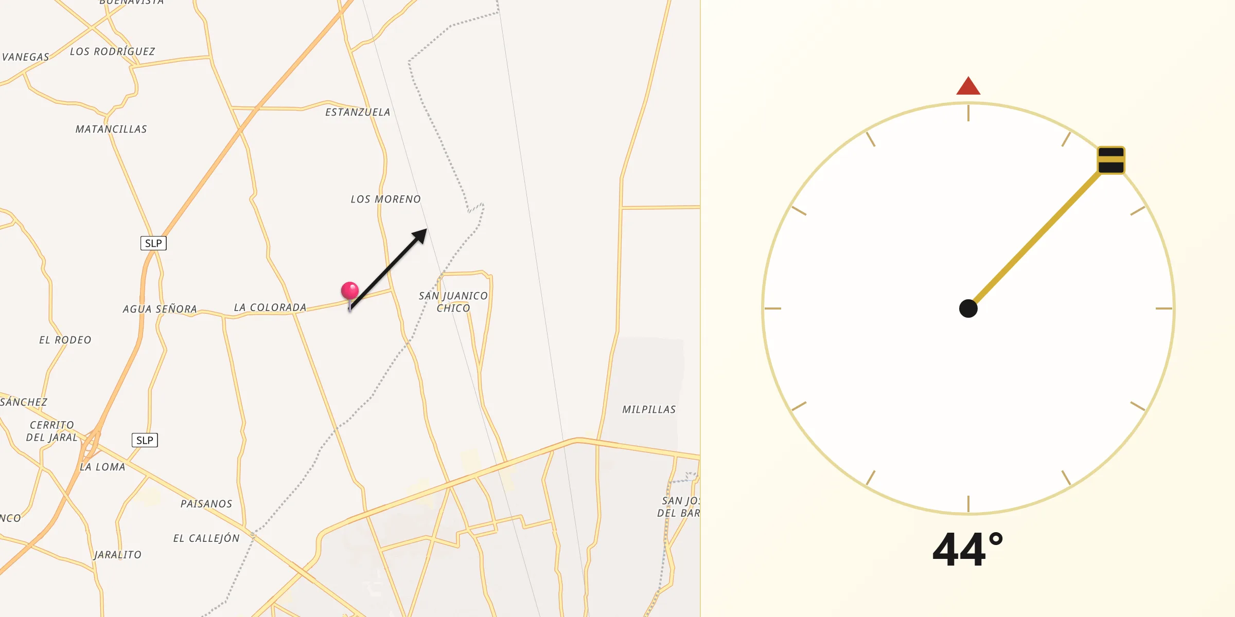 Dirección de la Qibla desde Maravillas