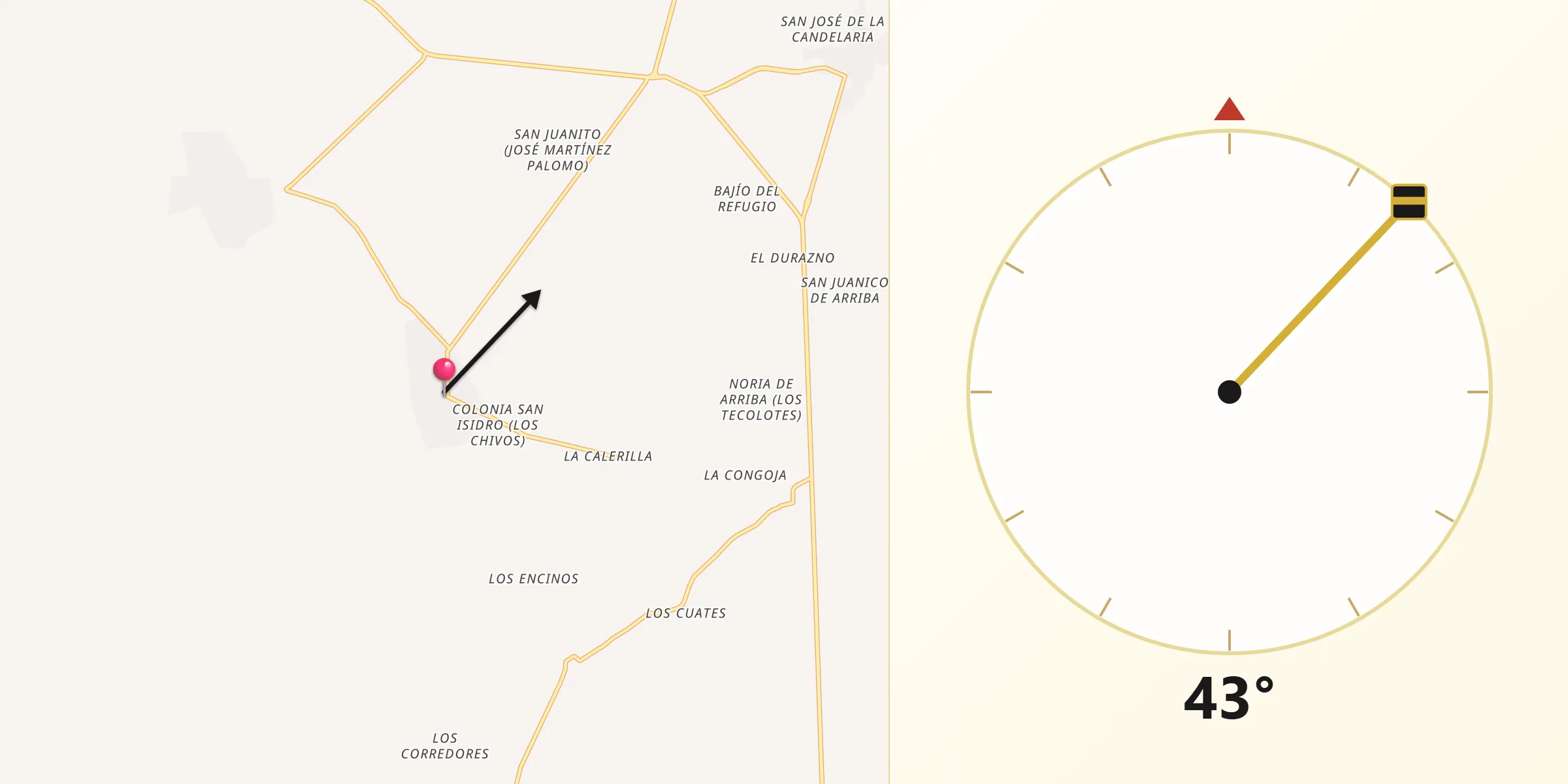 Dirección de la Qibla desde La Victoria