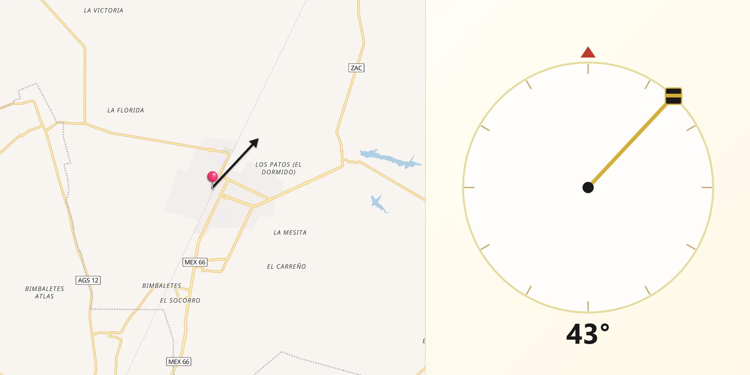 Dirección de la Qibla desde Loreto