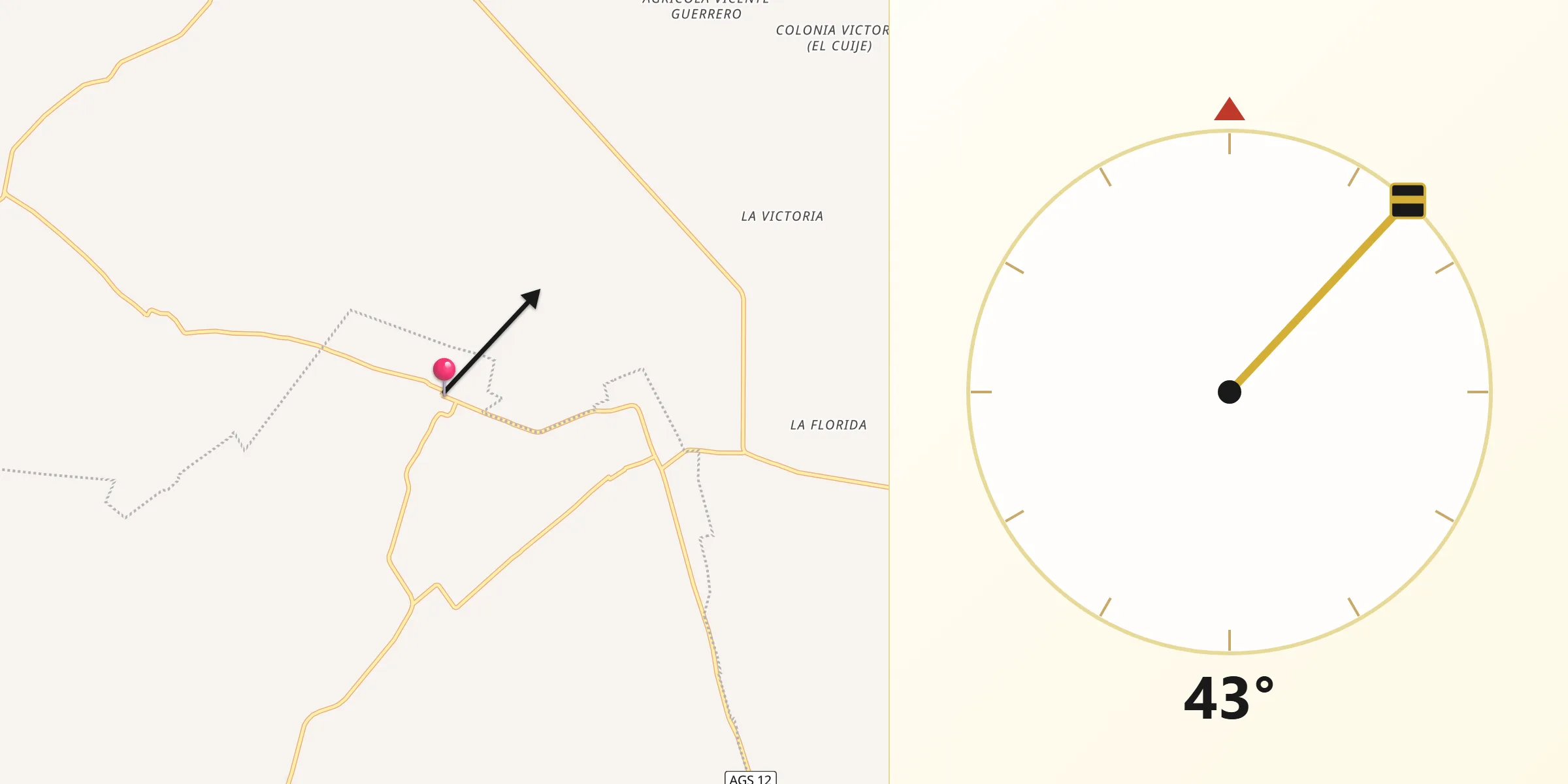 Dirección de la Qibla desde Jarillas