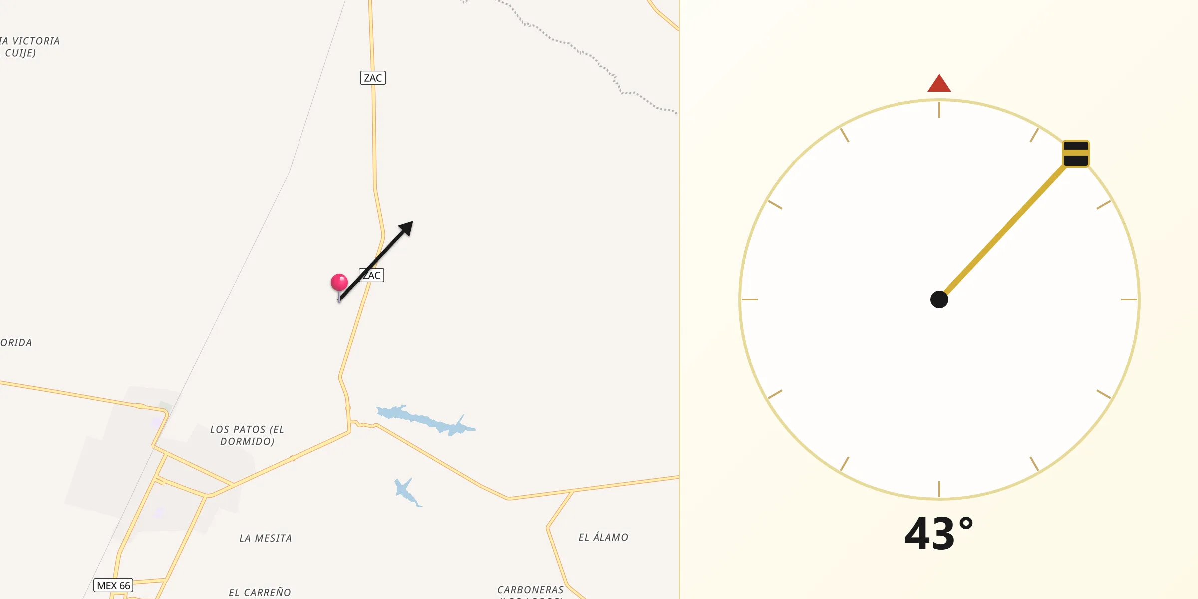 Dirección de la Qibla desde San Blas