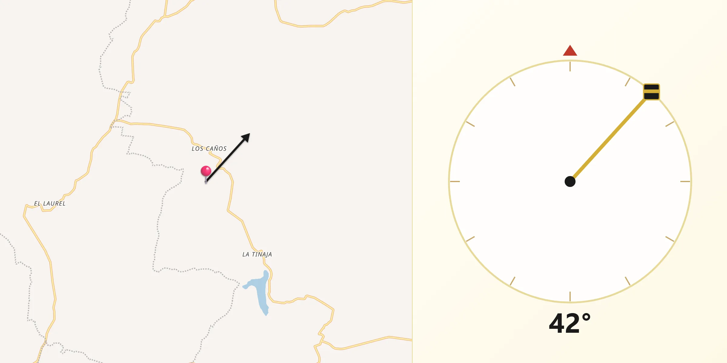 Dirección de la Qibla desde Santa María de los Ángeles