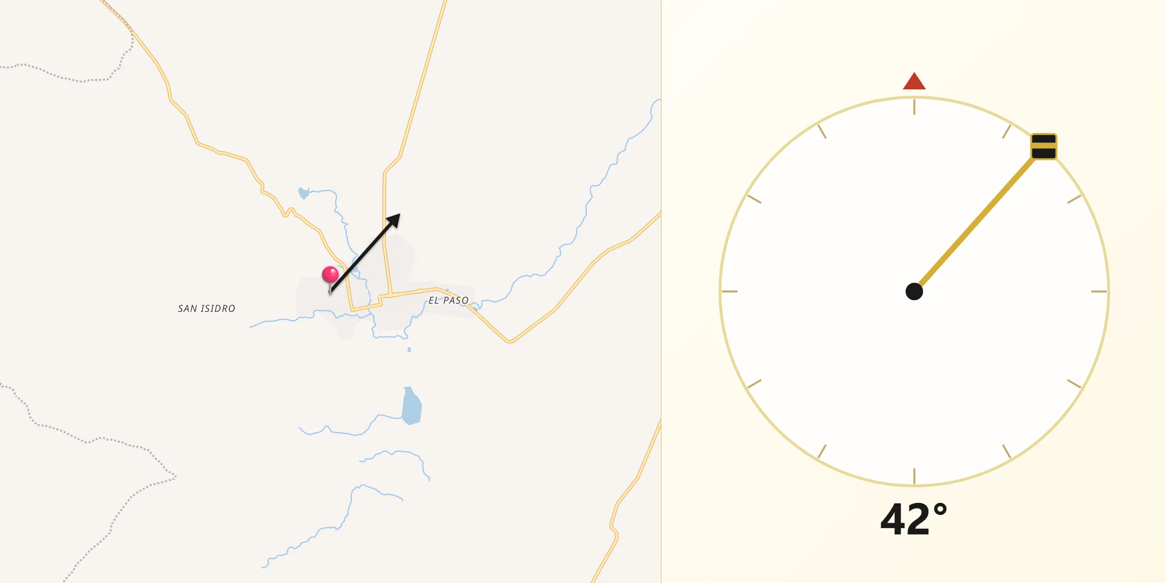 Dirección de la Qibla desde Monte Escobedo