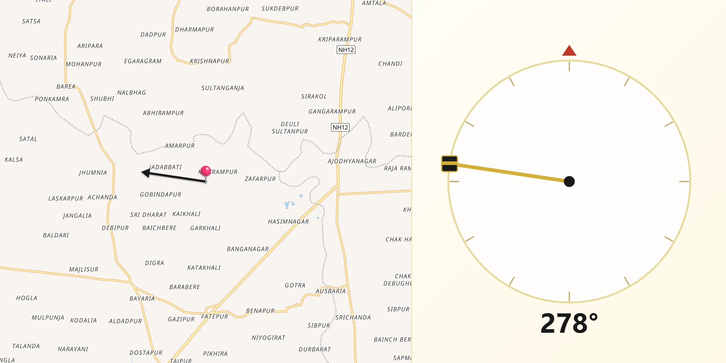 Jafarpur سے مکہ کی سمت
