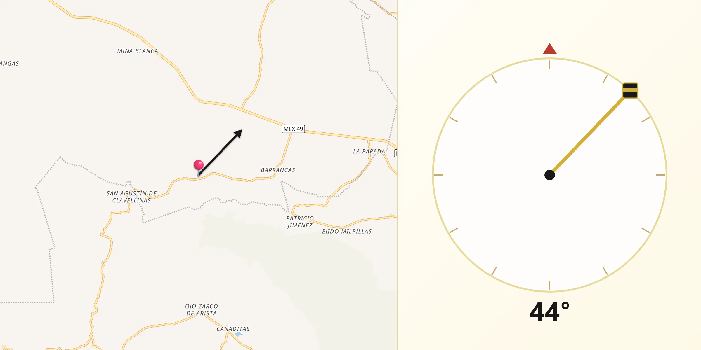 Dirección de la Qibla desde Paso Bonito